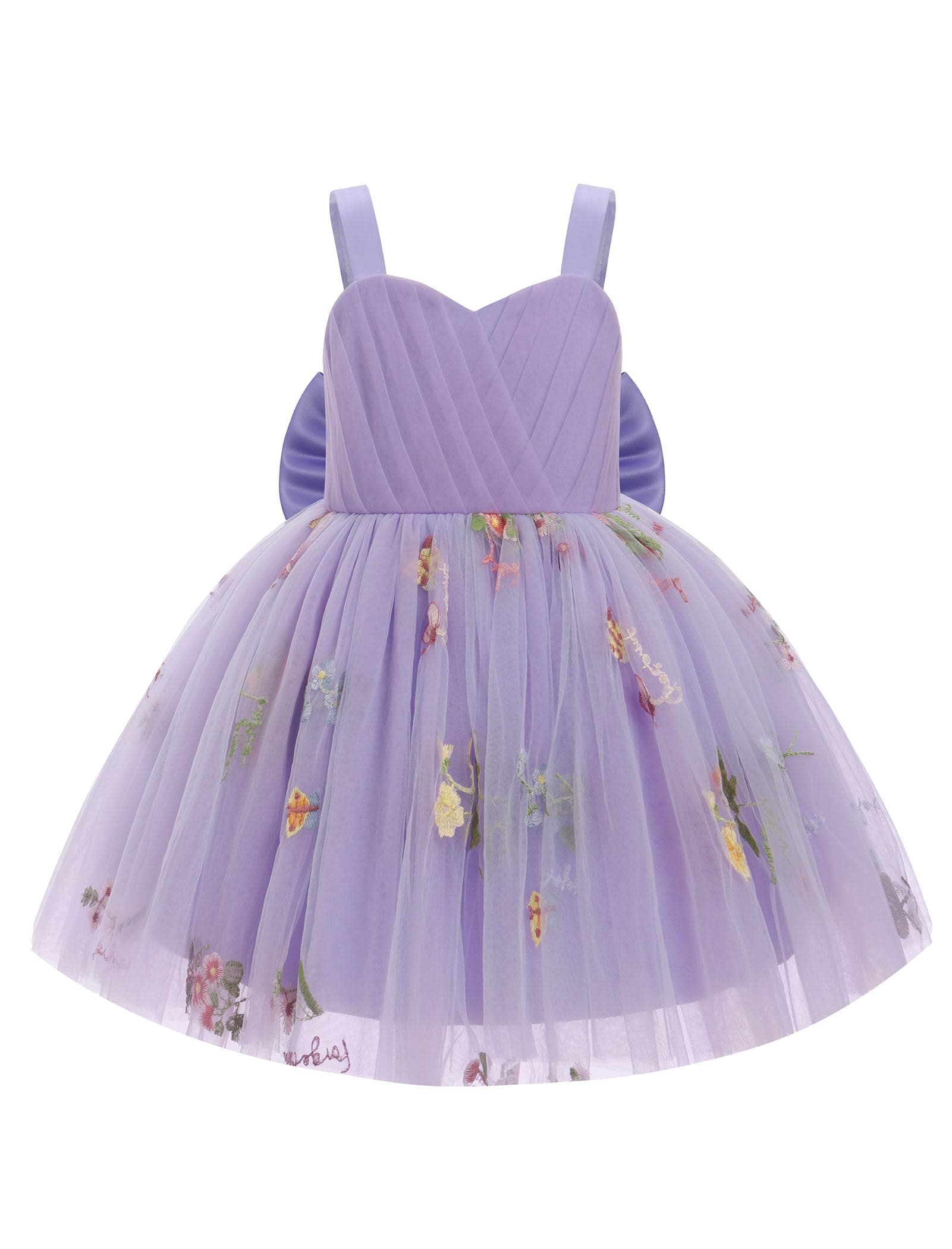 IWEMEK Baby Girls Embroidered Tulle Flower Princess Bridesmaid Wedding Birthday Party Sleeveless Toddler Pageant Dress Purple 12-18M