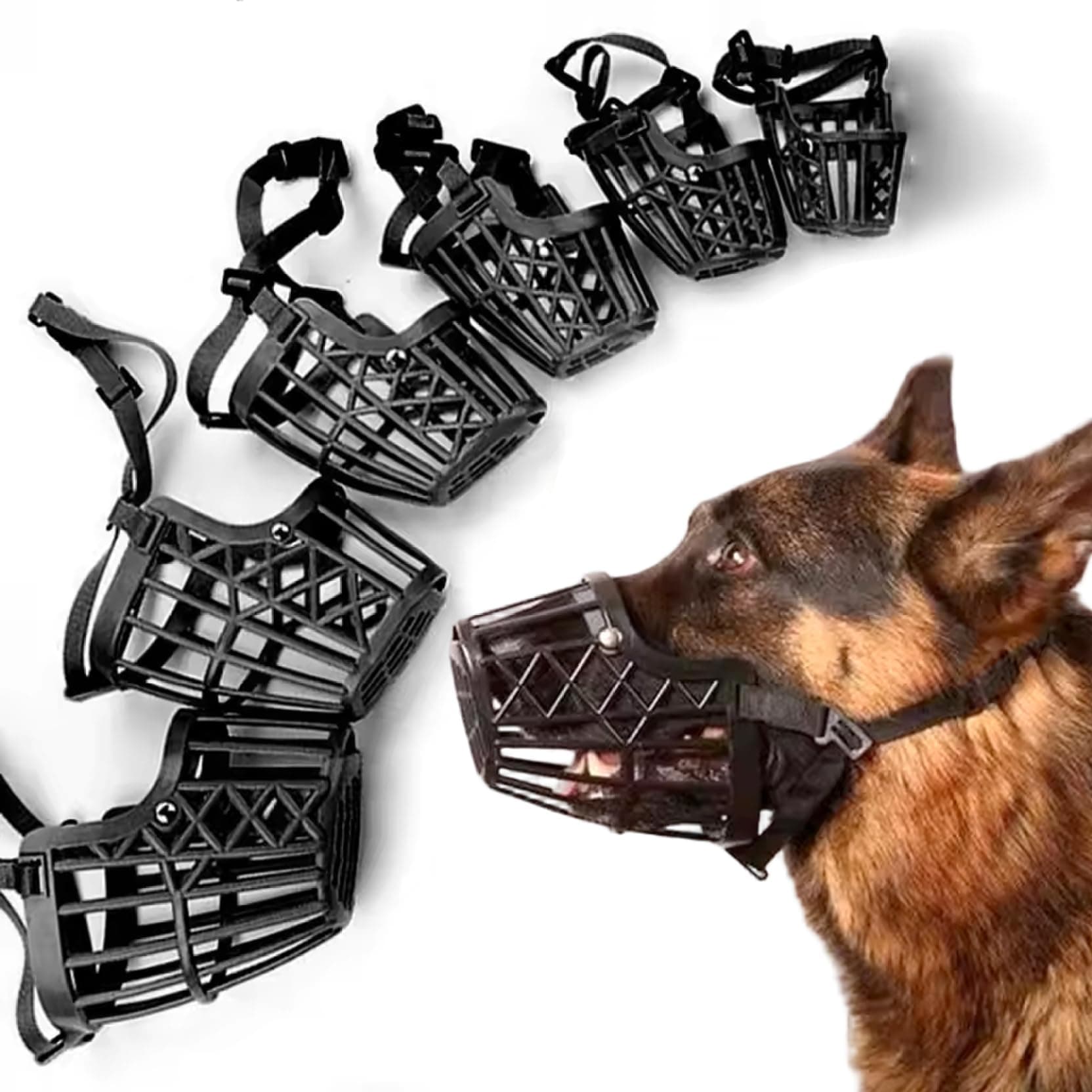 7Pcs Dog Muzzles Anti Biting Adjustable Plastic Breathable Basket Muzzle Different Sizes for Small, Medium, Large & Extra Dogs..