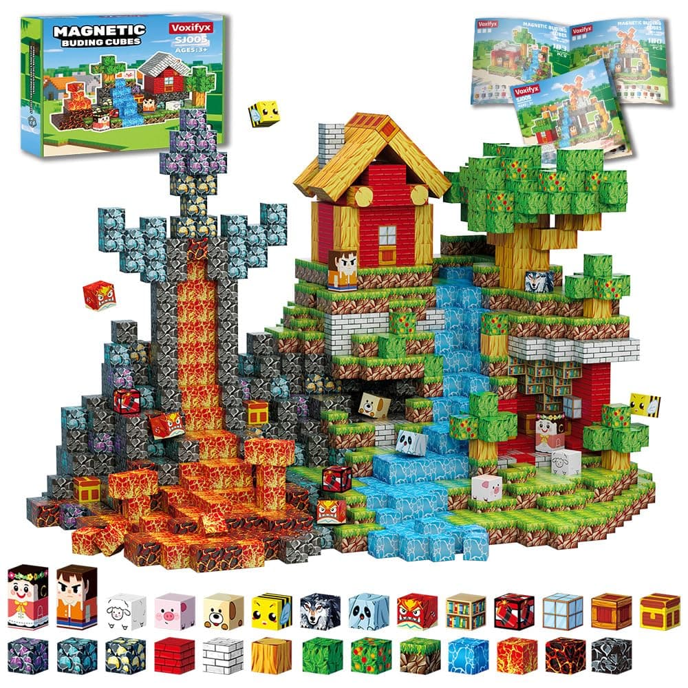 Voxifyx 200pcs Magnetic Blocks Magnetic Building Blocks Set, Kids Toy for Toddlers STEM Learning, Construction Stacking Toy for Kids