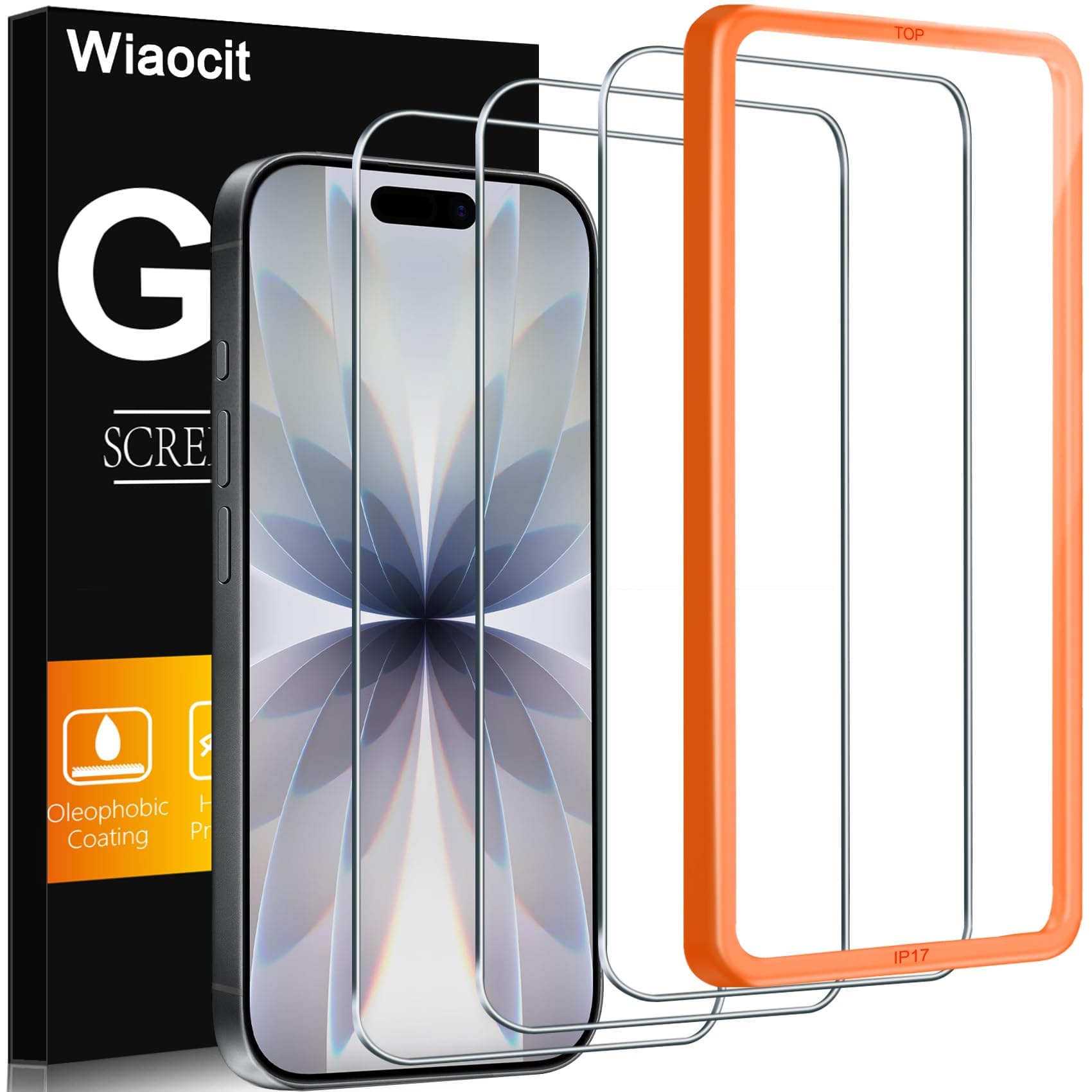 Wiaocit 3 Pack Tempered Glass Screen Protector for iPhone 17