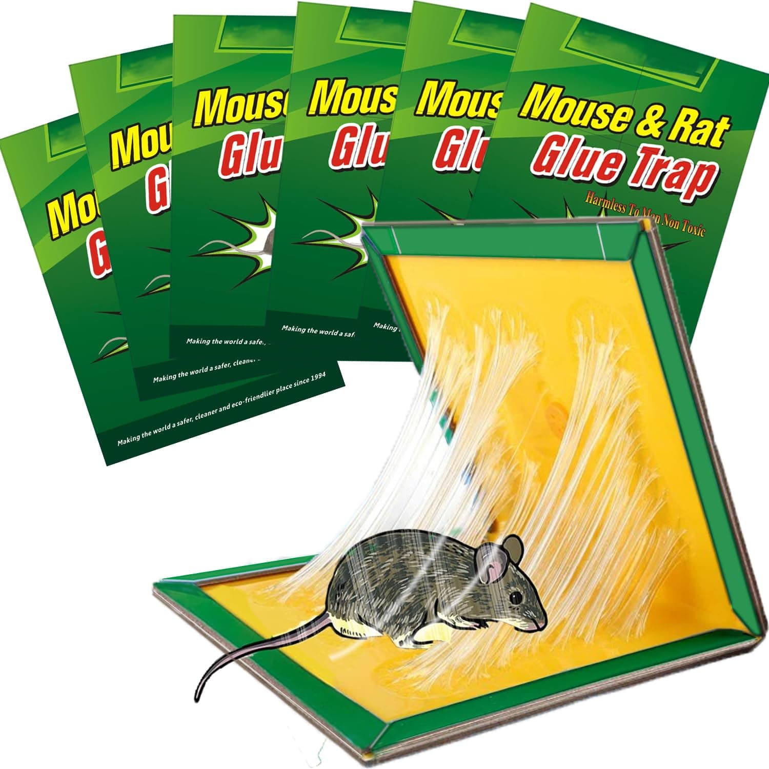 6 Pack Large Mouse Trap with Strong Stickiness, Rat Trap Sticky Pad Board for Household Indoor Home Kitchen Garden Sticky Traps,Easy to Set and Use, Glue Traps for mice