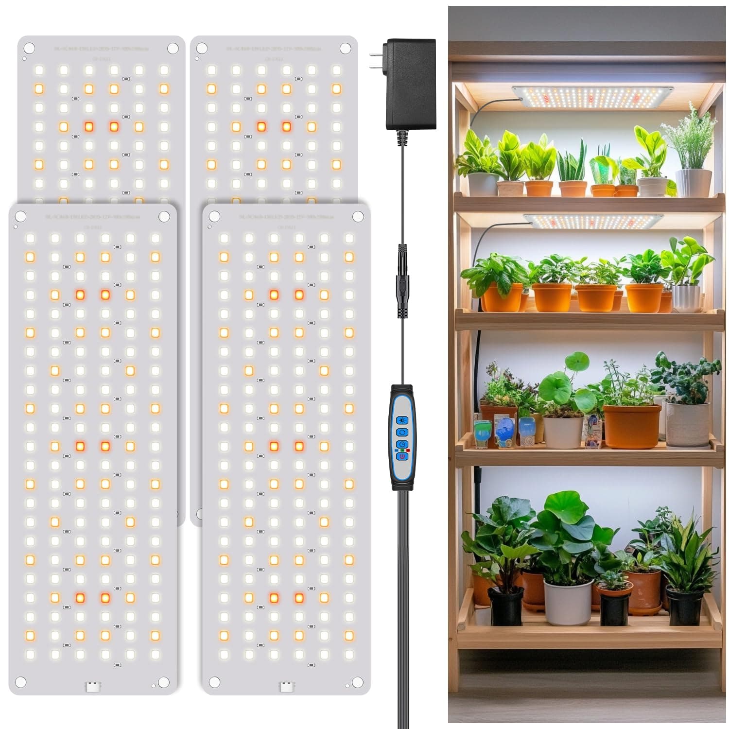 Aumtrly Seed Starting Grow Light, 552 LED Full Spectrum Plant Lamp 4 Panel