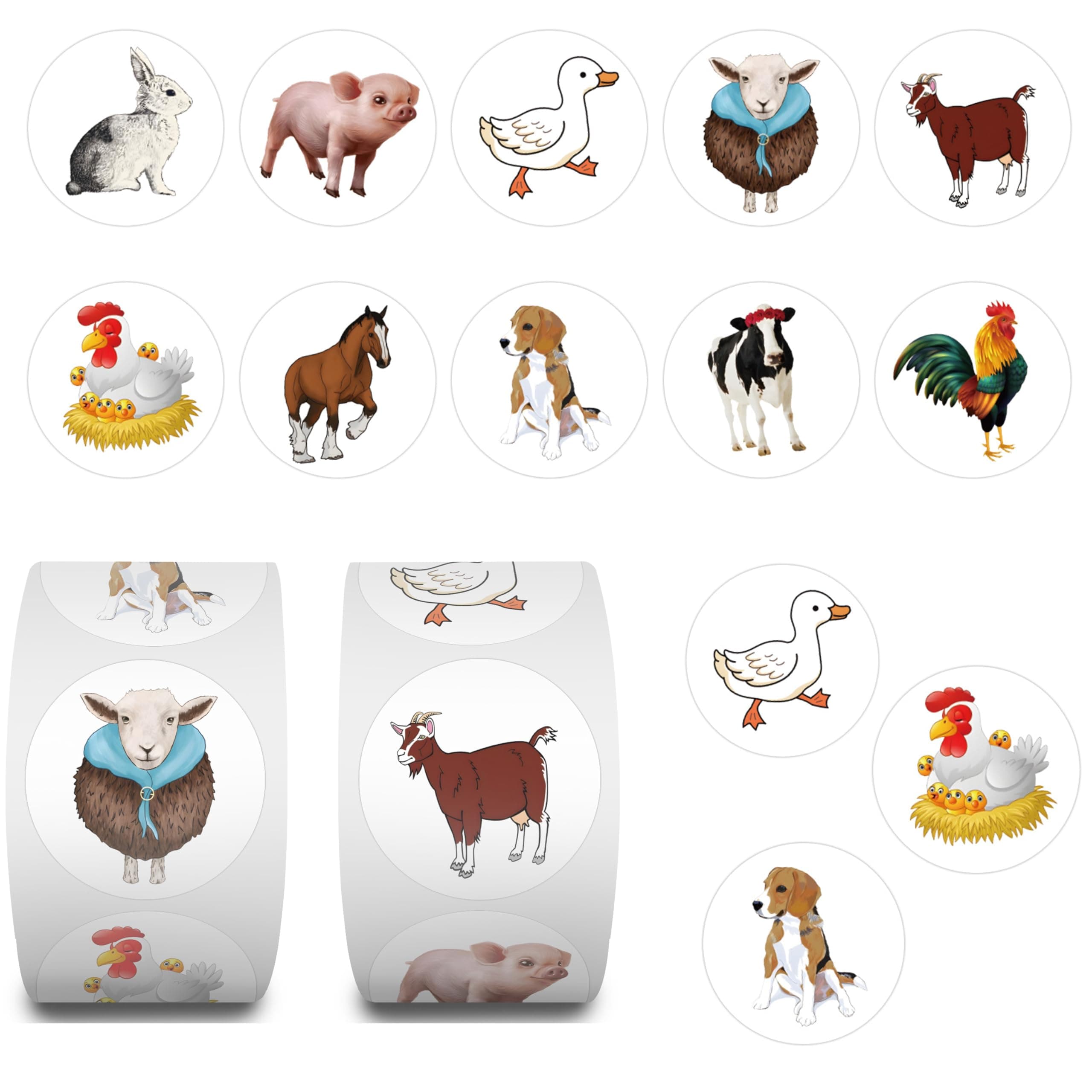 500PCS Zoo Animal Sticker Roll Set