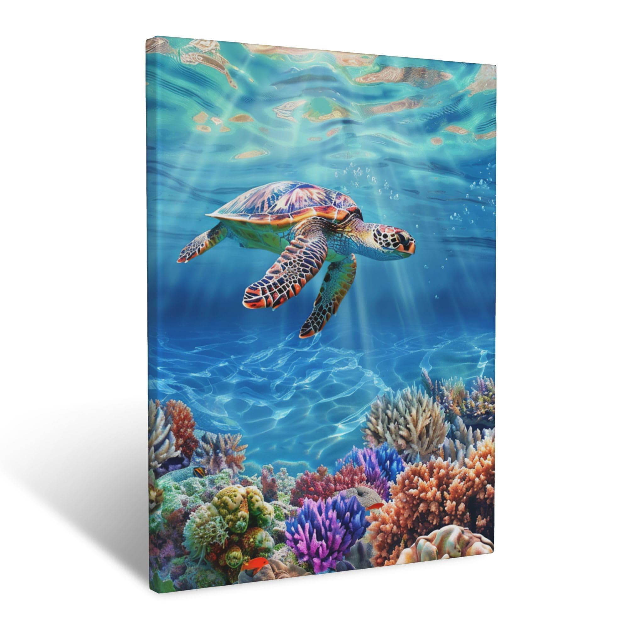 Sea Turtle Canvas Wall Art for Bathroom Living Room Bedroom Office,Turtle Coastal Ocean Pictures Wall Decor Nautical Sea Print Coastal Painting Home Modern Artwork Framed Decoration 12 x 16 inch