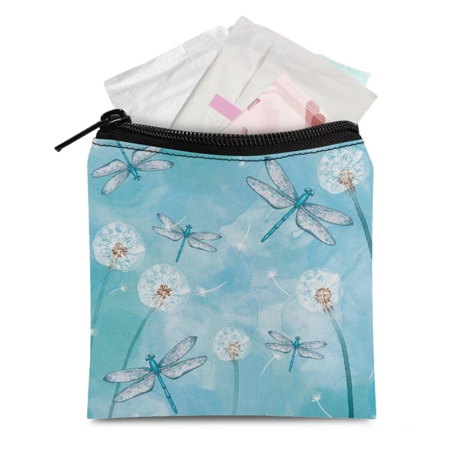 SUITOSELFY Dandelion Print Period Bag Travel Sanitary Napkin Storage Bag Small Portable Menstrual Cup Nursing Pad Storage Pouch for Women Teen Girls