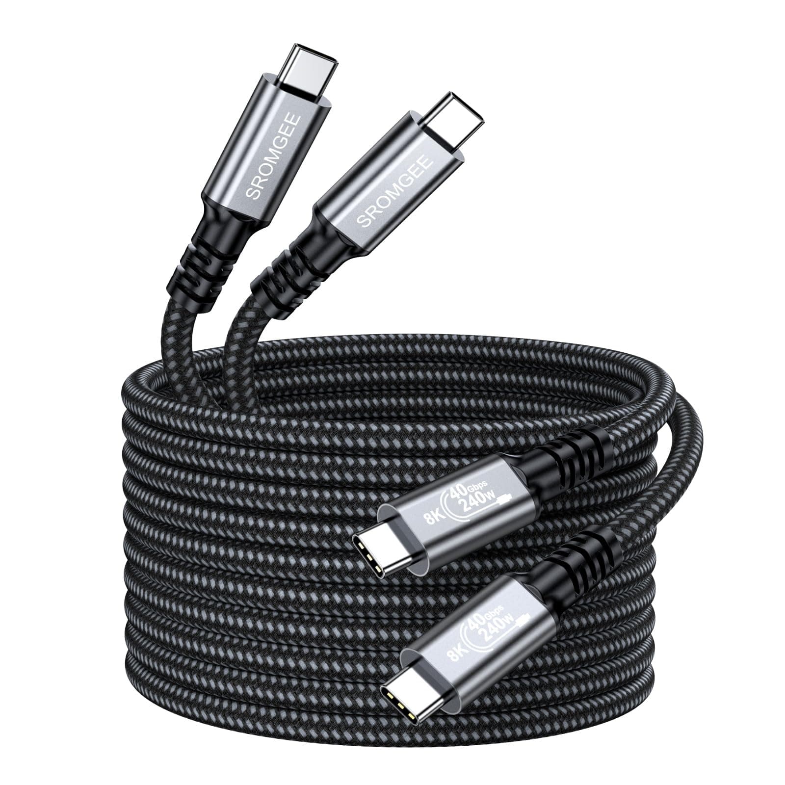 USB 4 Cable 10FT 2-pack, 40Gbps 240W Fast Charging USBC 4 Monitor Cord Supports 8K@60Hz, USB-C to USB-C 4 Cable Compatible with Thunderbolt 4/3, MacBook, iPhone 17/16/15, SSD, Dell, XPS, HP Laptop
