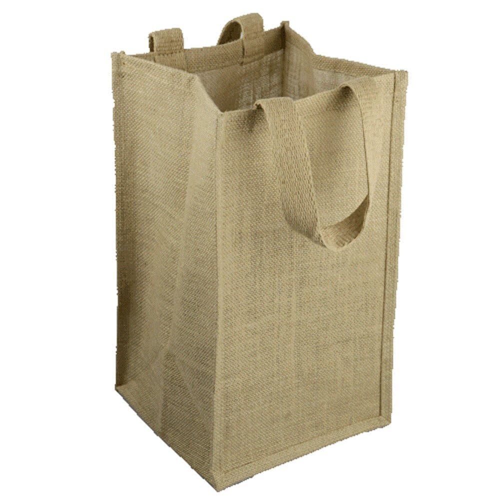 Jute Burlap 4 Bottle Wine Carrier Reusable Jute Wine Tote Bags w/Dividers (12)
