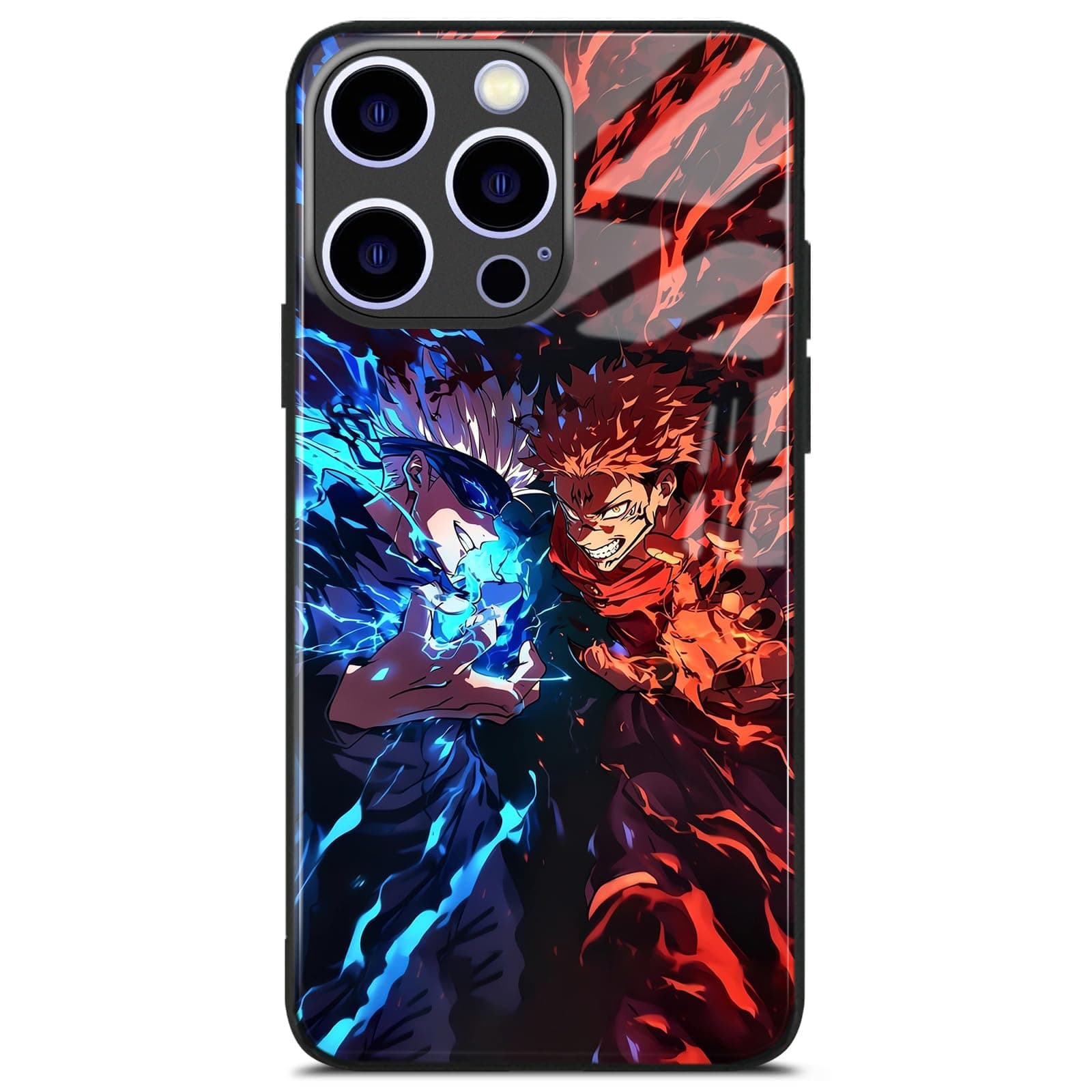 Akatxezy Manga Character Unique Design, Tempered Glass Anime Phone Case, Soft Silicone Black Glossy Shell (Satoru_Yuji_Sukuna, for iPhone Air)