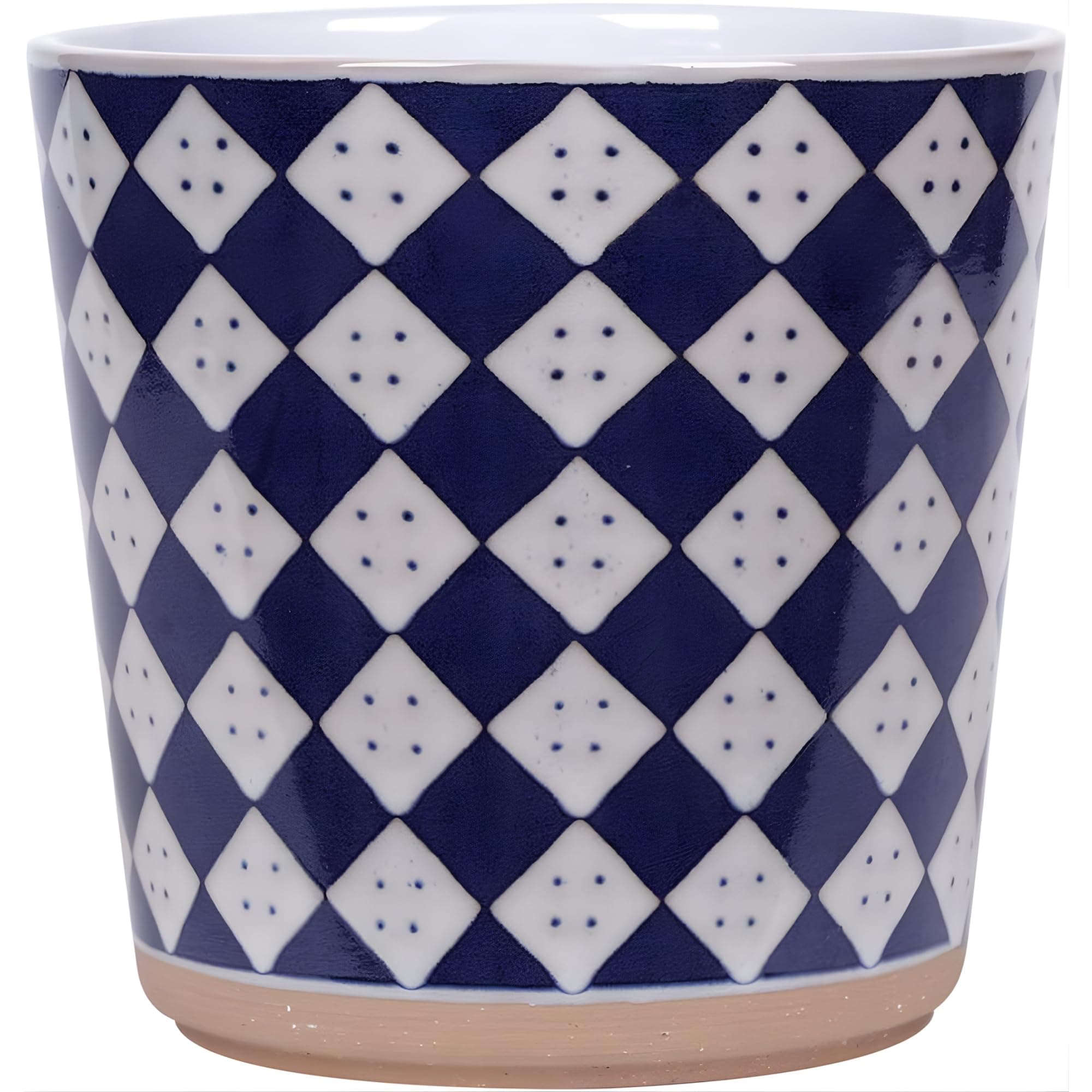 Blue Sky Ceramic Check 5'' Flower Pot, Multi Color