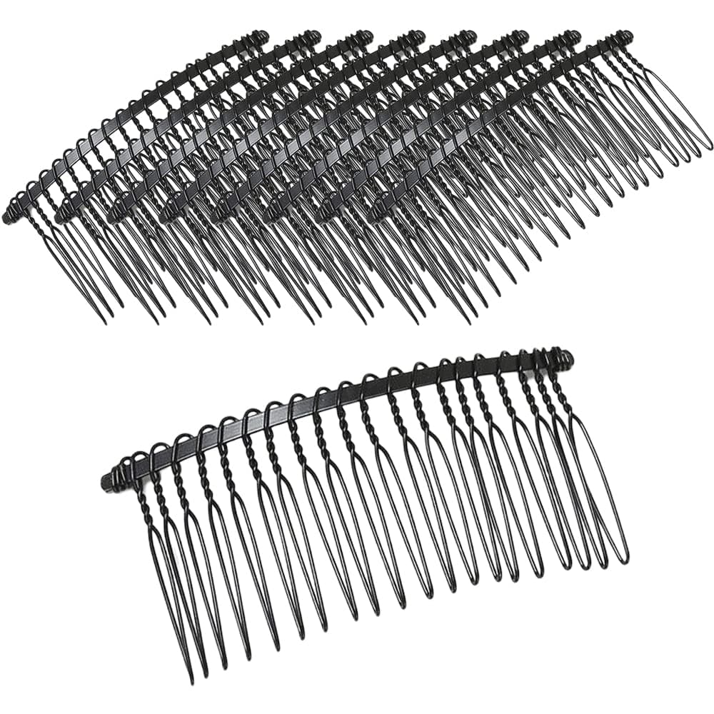 Hair Comb, 20 Legs, Set of 10, Black, Hair Accessories, Parts, Hair Comb, Wire Comb, Black, DIY, Handmade Accessories