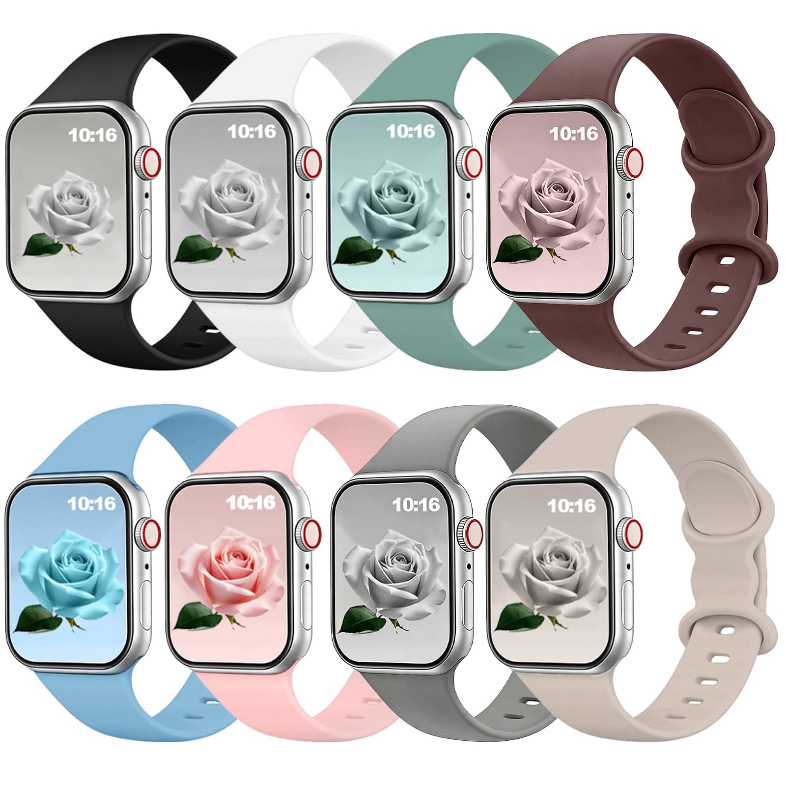 8Pack Silicone Watch Band Compatible with Apple Watch Bands Women Men