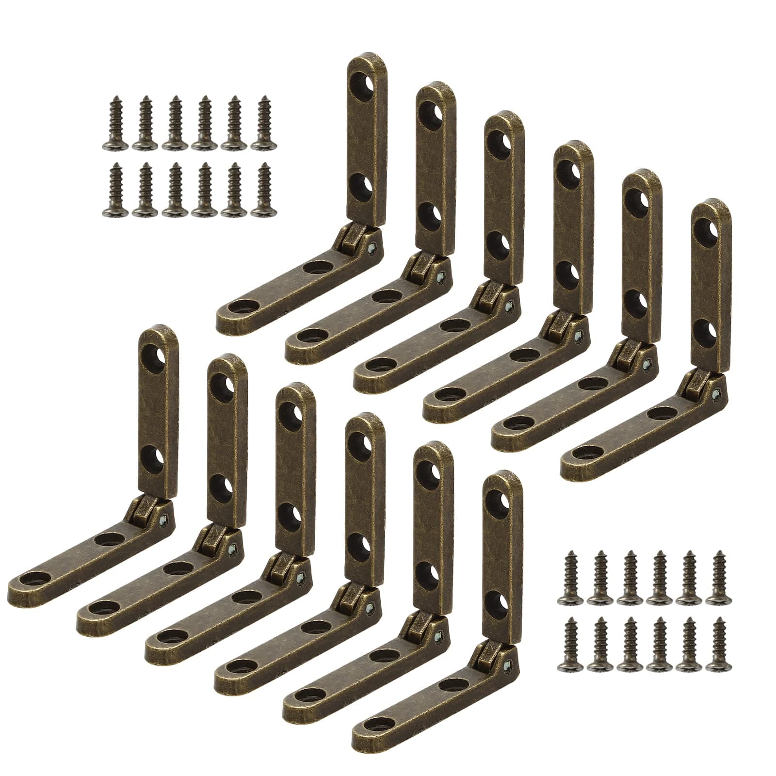 Jiozermi 12 Pcs Bronze Hinges, 90 Degree Jewelry Box Hinge Wood Box Mini Hinge Gift Box Zinc Alloy Chest Case Hinge with Screws