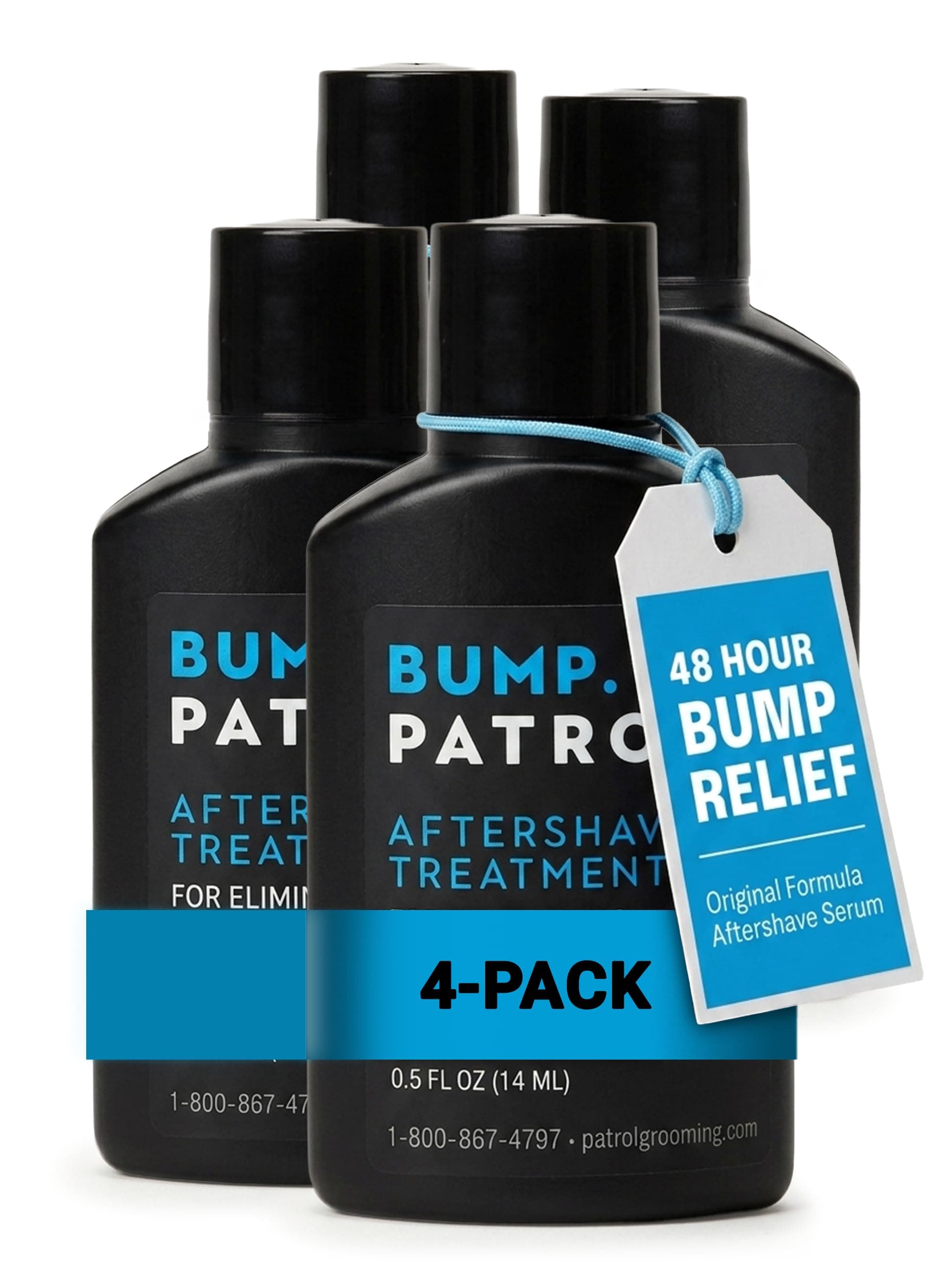 Bump Patrol Original Formula Aftershave for Razor Bumps, Razor Burn, and Ingrown Hair Treatment for Men and Women - Pack of 4