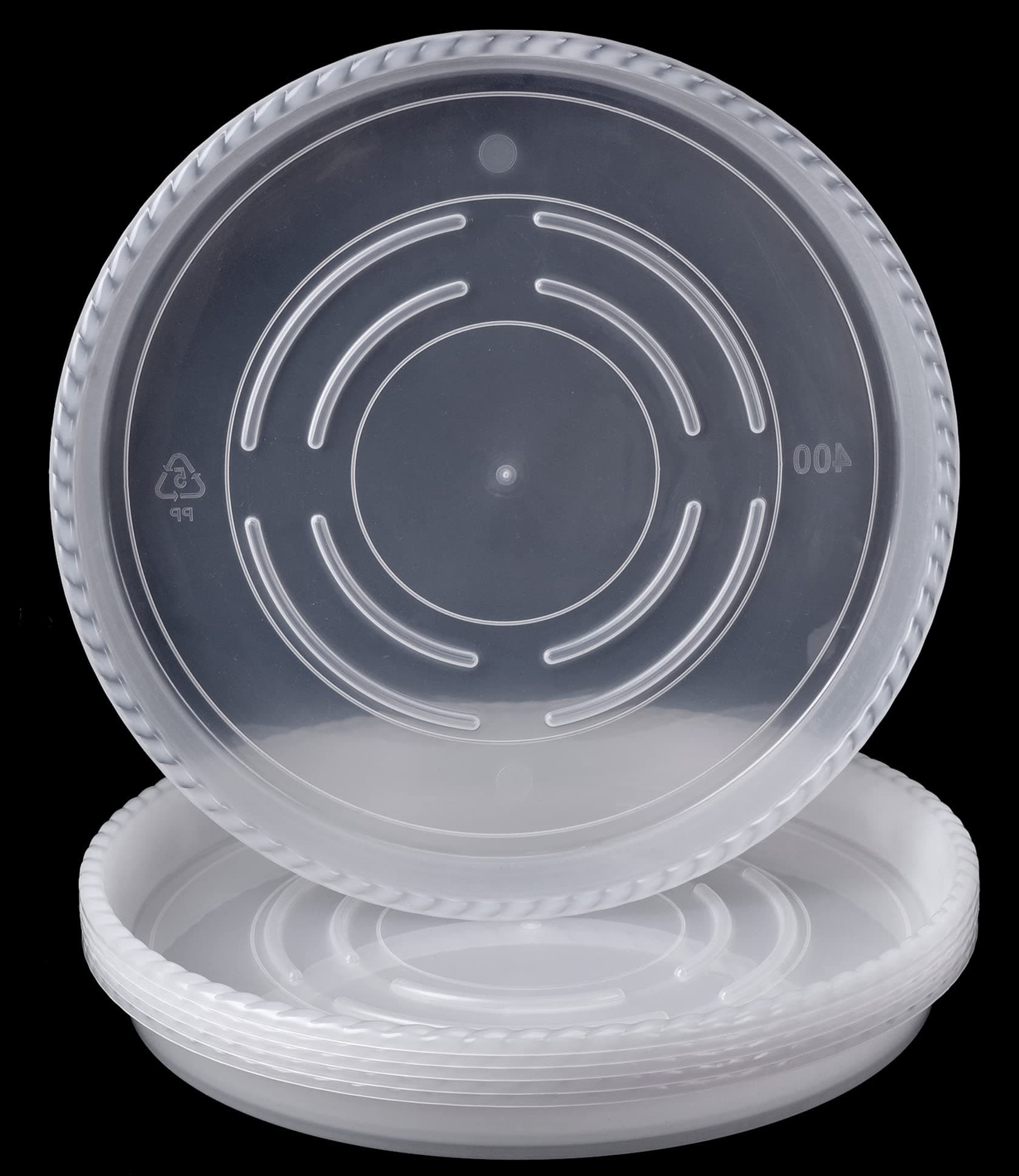 GRESPRI Clear Plant Saucers 15 Inches for Indoors, 6 Packs Heavy Duty Plastic Plant Trays 13.8 inches in Base, Sturdy Large Flower Pot Tray for Outdoors, 7 Gallon Grow Bag Saucers.