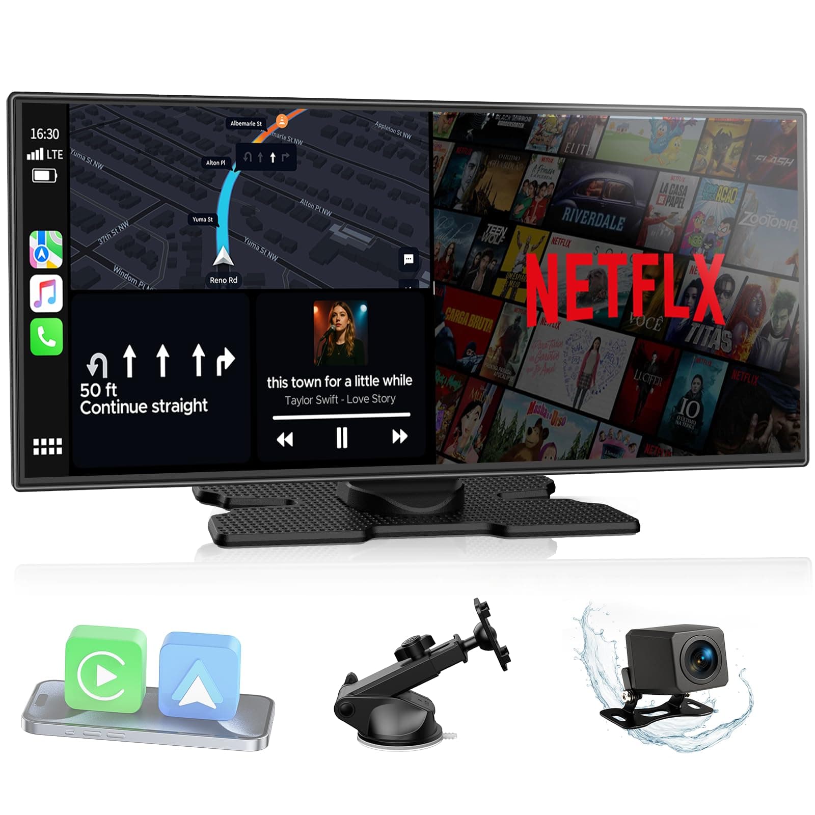 LAMTTO 11'' Carplay Screen for Car with YouTube TikTok and Backup Camera