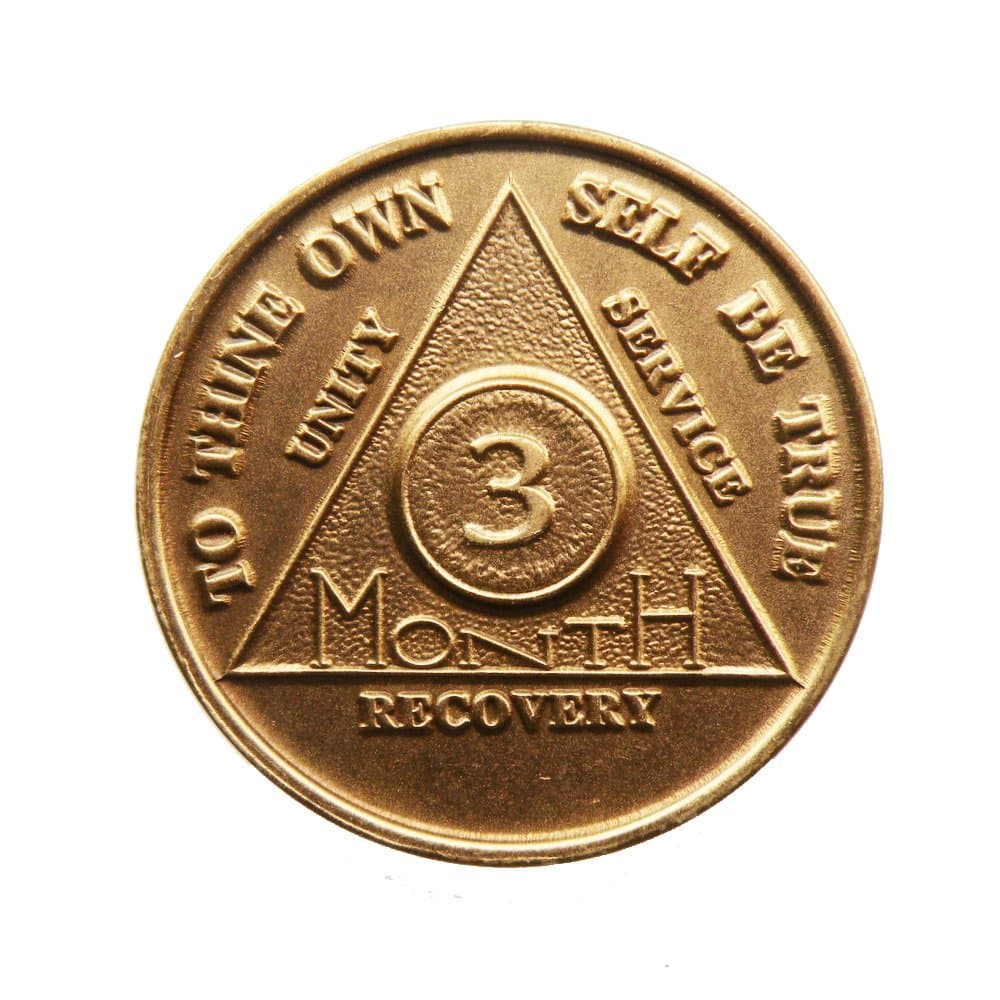 3 meses de bronce AA (Alcohólicos Anónimos) – Sobriedad / Cumpleaños / Aniversario / Recuperación / Medallón / Moneda / Chip