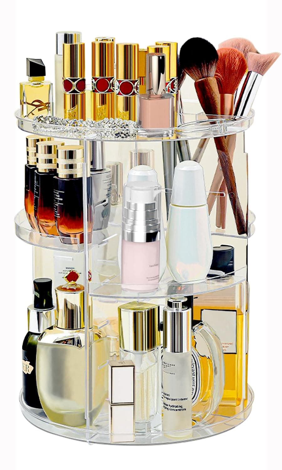 360 Rotating Makeup Organizer for Vanity Adjustable Cosmetic Display Case Large Capacity Skincare Organizers Perfume Organizer Spinning Holder for Countertop Vanity and Bathroom