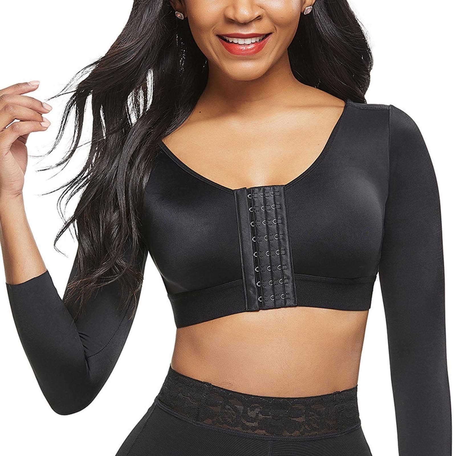 HGps8w Upper Arm Shaper Post Surgical Slimmer Compression Sleeves Posture Corrector Tops Shapewear for Women Plus Size