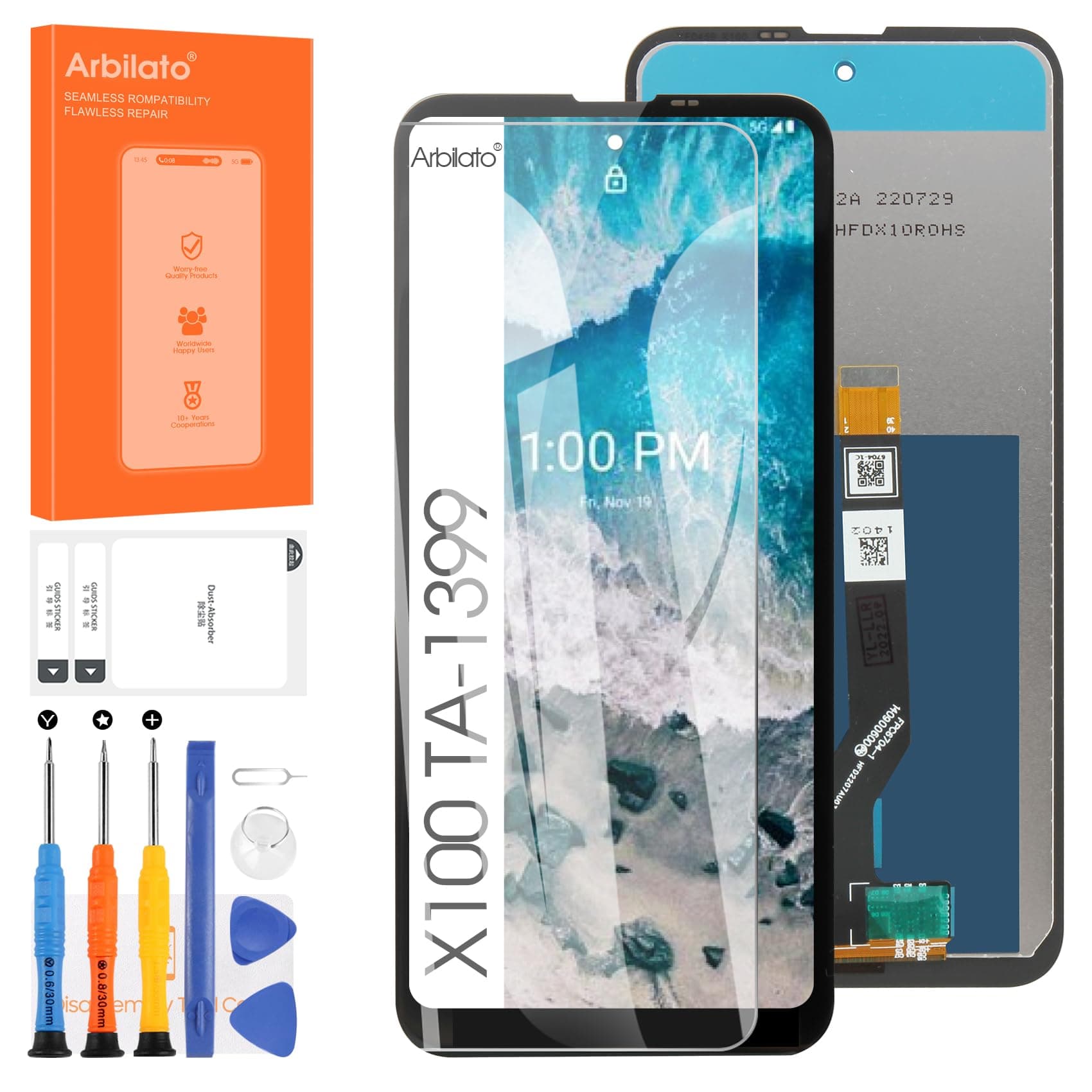Screen for Nokia X100 5G Screen Replacement for Nokia X100 LCD Screen TA-1399 Touch Display Digitizer Assembly Repair Parts(Black)