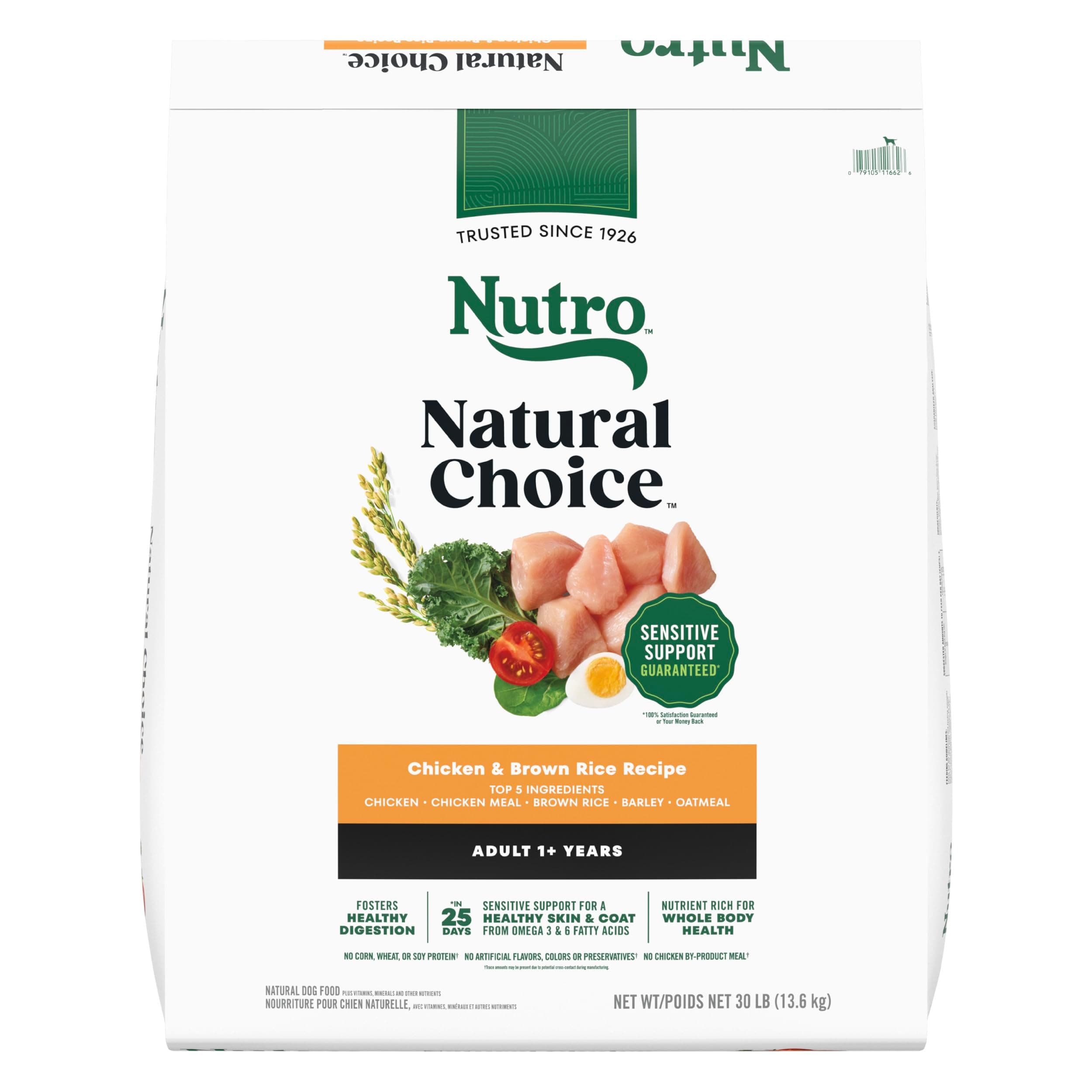 Nutro Natural Choice Dry Dog Food, Adult Dog Food Dry Chicken and Brown Rice Recipe, 30 lbs.