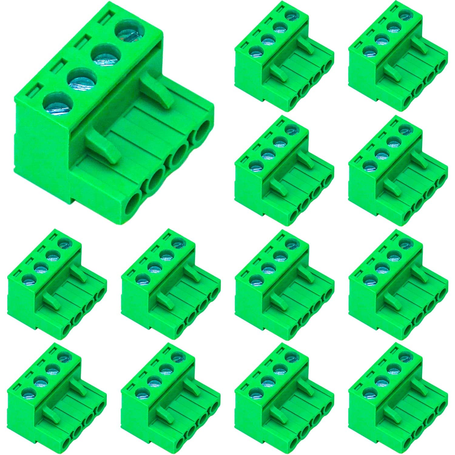 Keszoox 15 Pack 5.08Mm Pitch Phoenix Type Connector 4 Pin PCB Screw Terminal Block 15Pcs