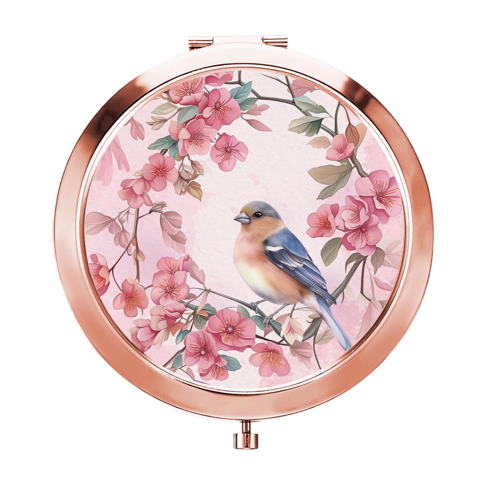 GAOLZIUY Watercolour Bird Compact Mirror, Bird Rose Gold Makeup Mirror, Portable Compact Mirror Gifts for Women for Birthday Valentines Day Wedding Anniversary