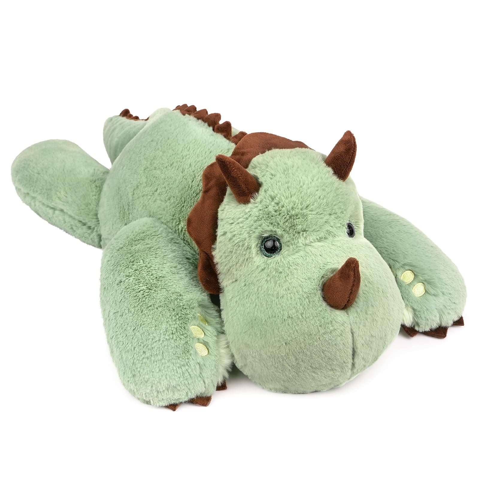 Niuniu Daddy 22" | 3.3 Pound Weighted Dinosaur Stuffed Animal, Giant Weighted Green Dino Plush Toy Body Pillow for Baby Girl Boy Adult Kid with Soft Fur Pillowfort Stuffy for Christmas Birthday Gift