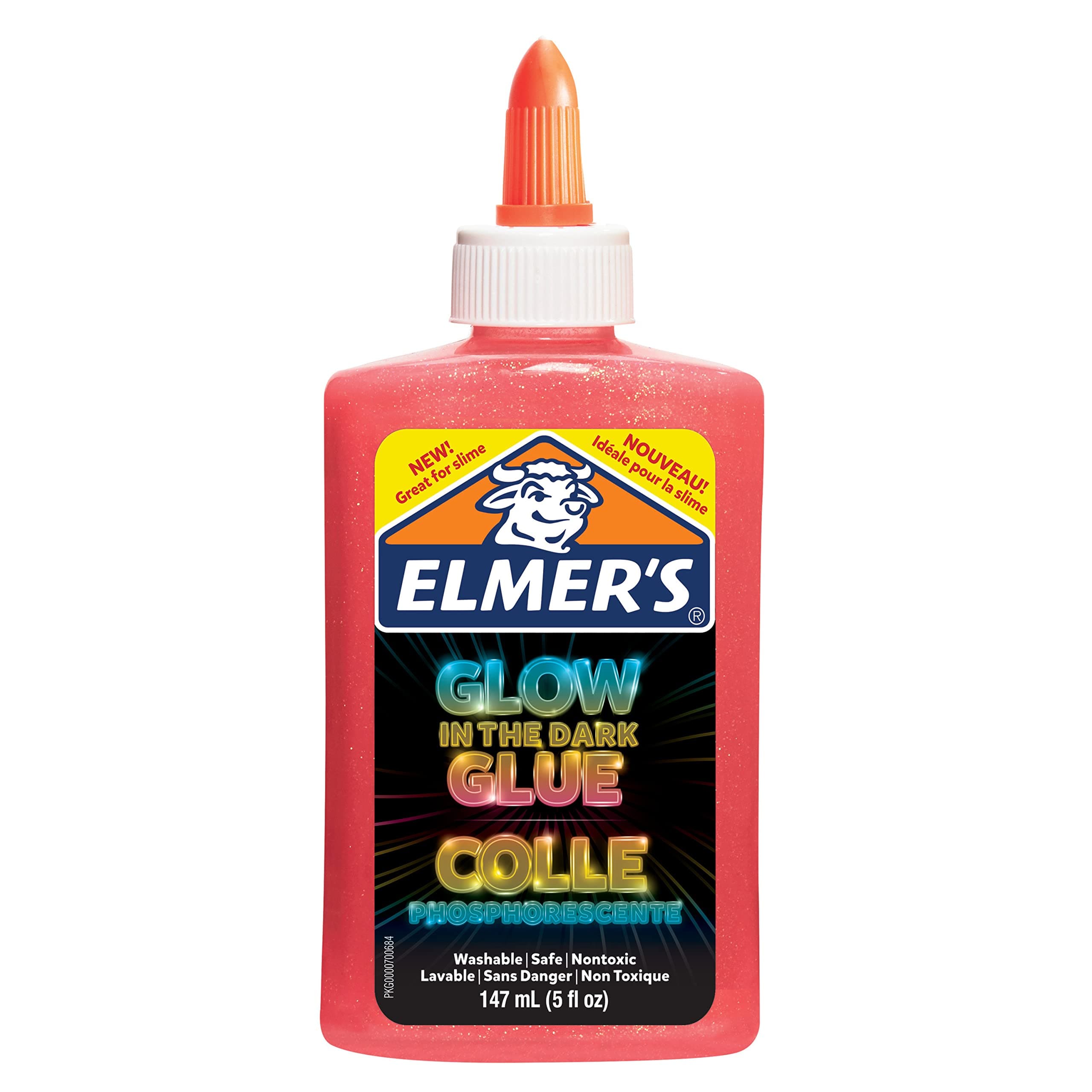 Elmer’s Glow-in-The-Dark Liquid Glue, Washable, Pink, Great for Making Slime, 147 mL
