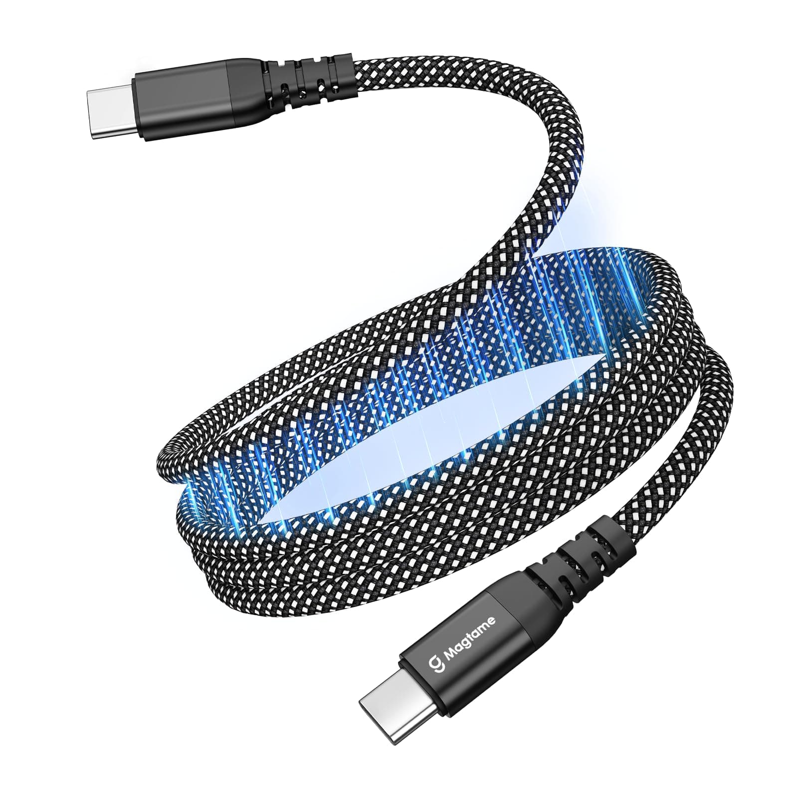 Magnetic Coiled USB C to USB C Cable 60W Fast Charging, 3.3FT Data Cord