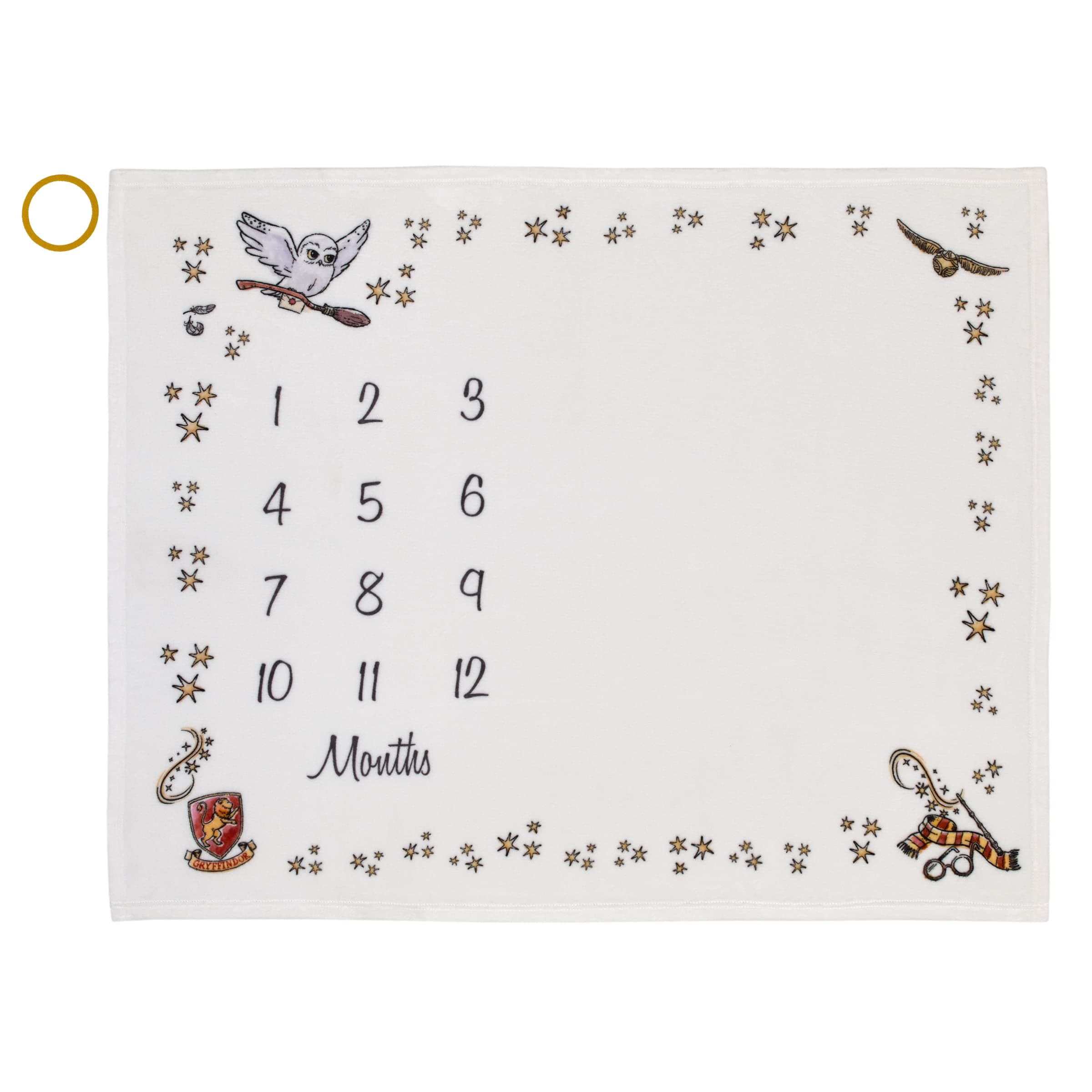 Little Love by NoJo Warner Brothers Harry Potter Magical Moments White and Gold Milestone Baby Blanket