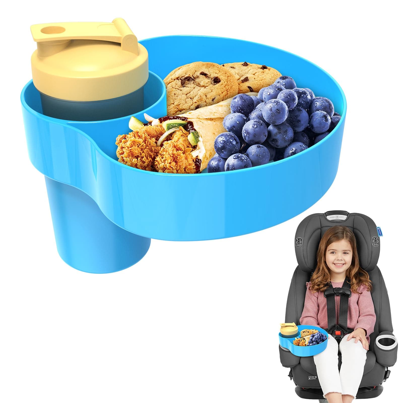Car Seat Snack Tray Cup Holder (2, Sky Blue)