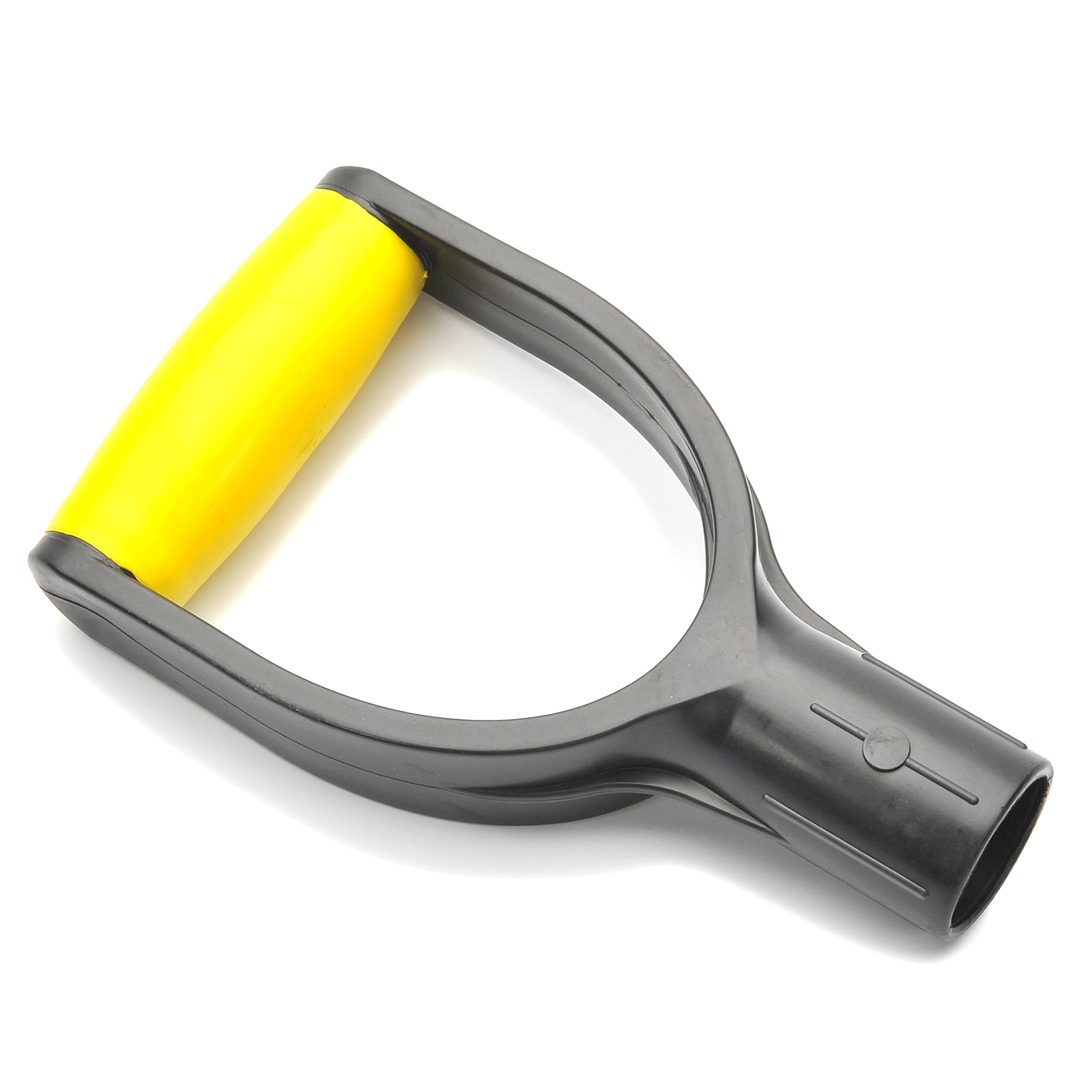 Heyiarbeit Shovel D Grip Handle Plastic Spade 32mm/1.26" Inner Diameter PVC Spade Snow Shovel Handle for Lawn Garden Digging Raking Tool Yellow Black 2pcs