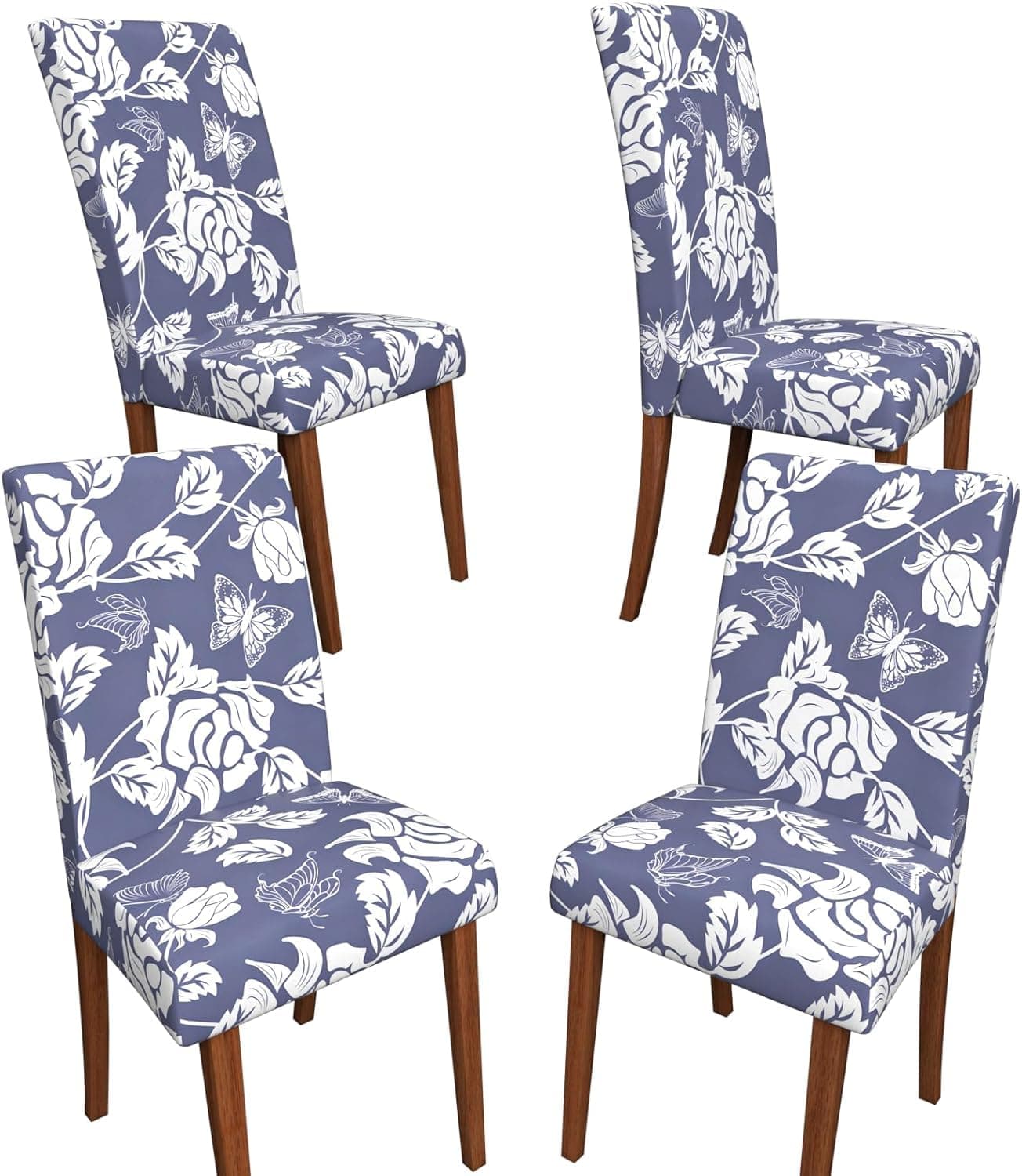 Gdmhy Stretch Dining Chair Covers Set of 4,Floral Print Chair Covers,Soft Removable Washable,Pet Friendly Furniture Protector,Universal Chair Slipcovers for Home, Kitchen,Ceremony Dining Room Seat