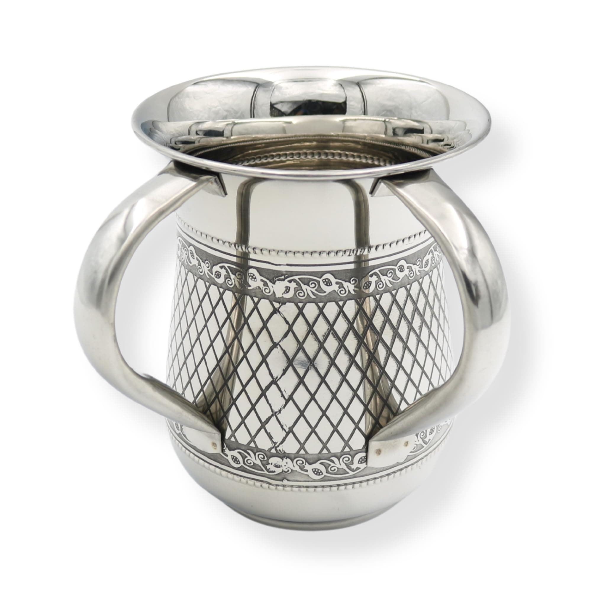 Majestic Giftware Stainless Steel Washing Cup for Netilat Yadayim - WC850 | 5.5" Judaica Wash Cup Negel Vasser with Dual Handles for The Jewish Ritual (Foster Avenue)