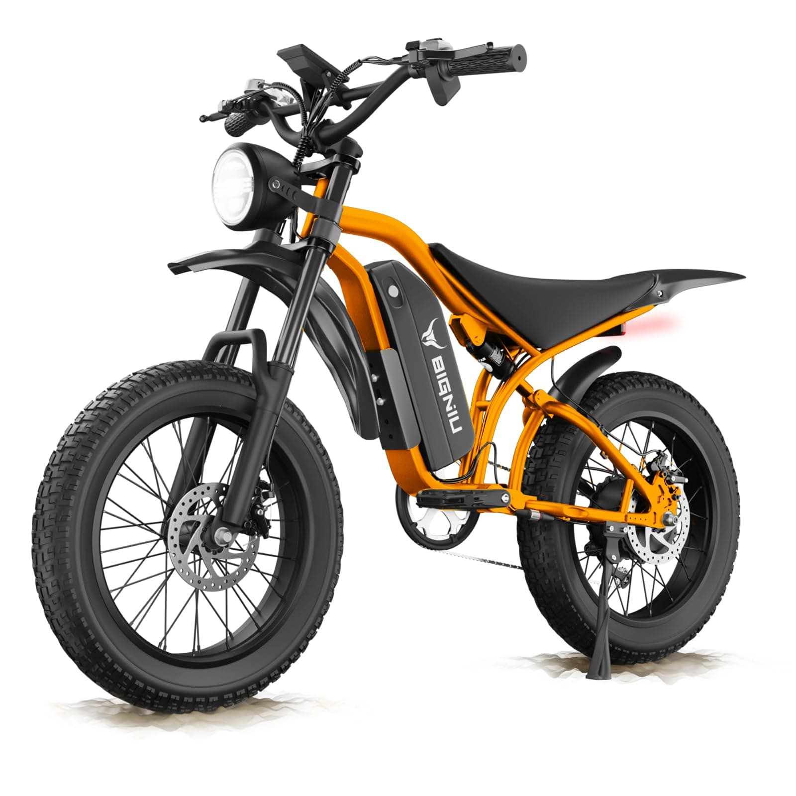 BIGNIU BG-S Electric Bike for Adults – 20"x4.5" Fat Tire, 1200W Motor, 48V 15Ah Battery, 7-Speed, Dual Disc Brakes for Off-Road and City Riding (Orange)