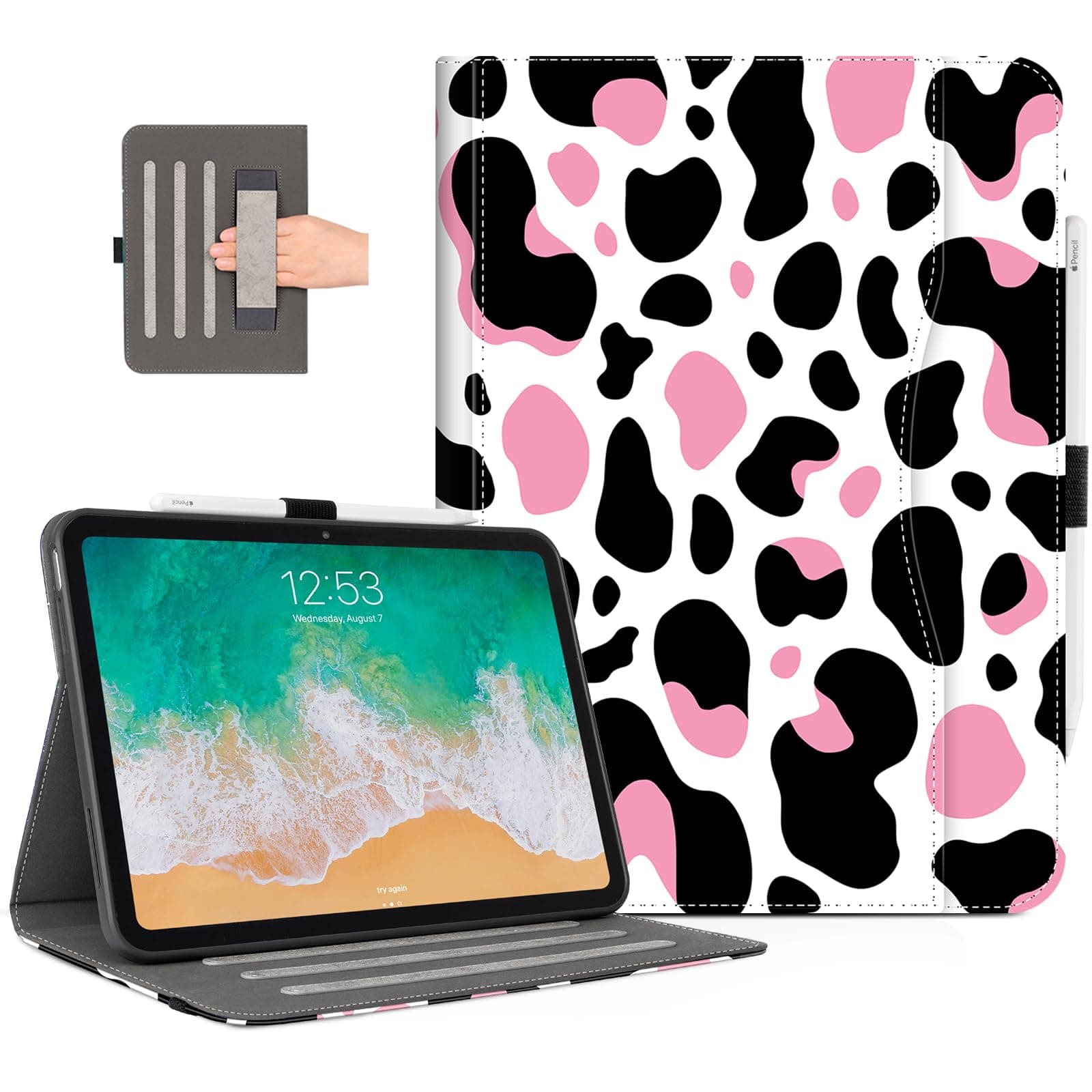 Lokigo for iPad A16 11th Gen Case, iPad 10th Generation Case, Black Pink