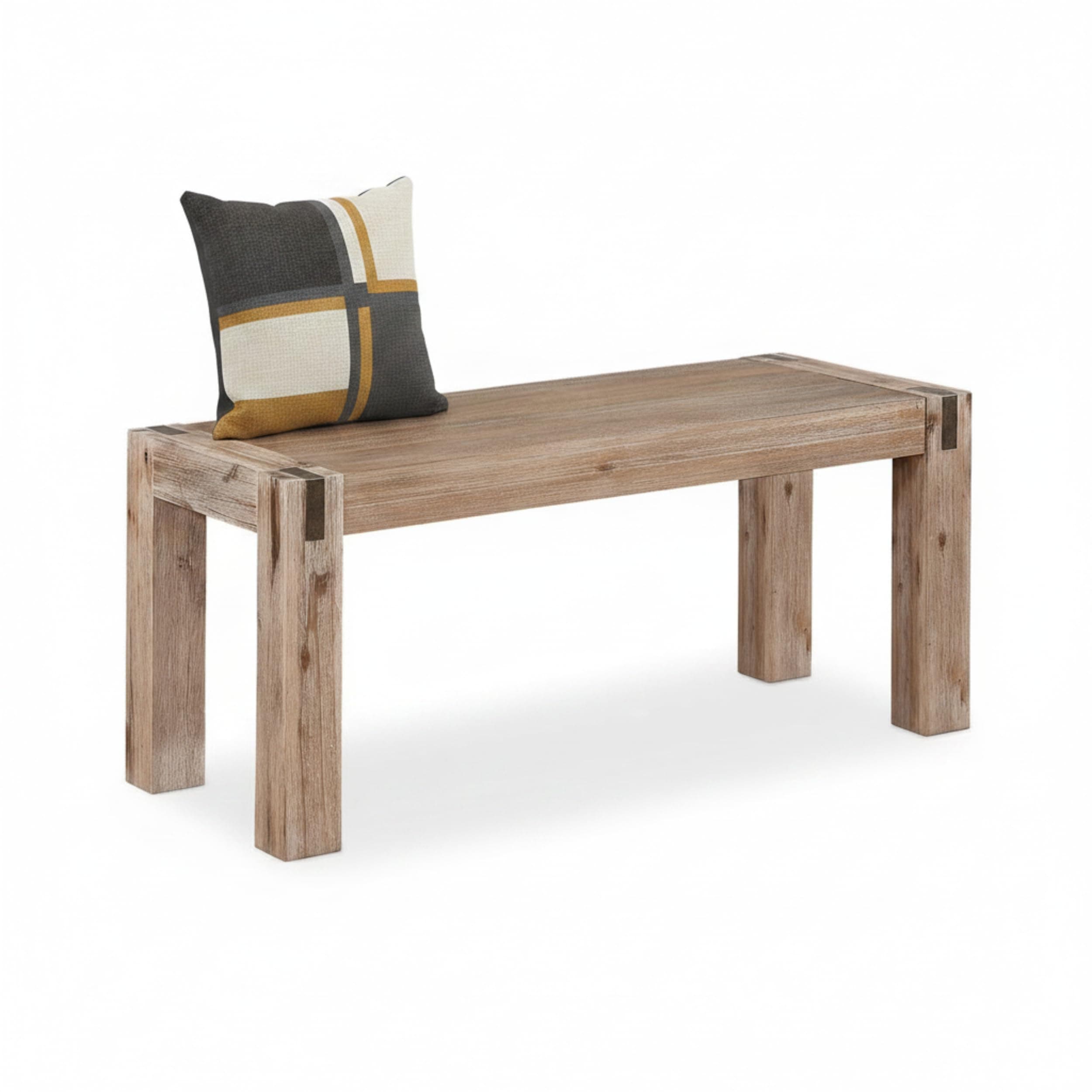 Alaterre Furniture Woodstock 40-Inch Entryway Bench with Bronze Metal Inset