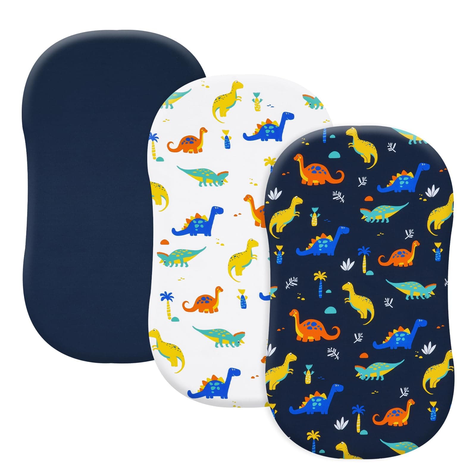 david's kids 3 Pack Bassinet Sheets, Ultra Soft Breathable Comfortable Baby Sheet Set for Boys Girls Neutral, Univeral Fit for Most Cradle and Bassinet Mattress, Dinosaur
