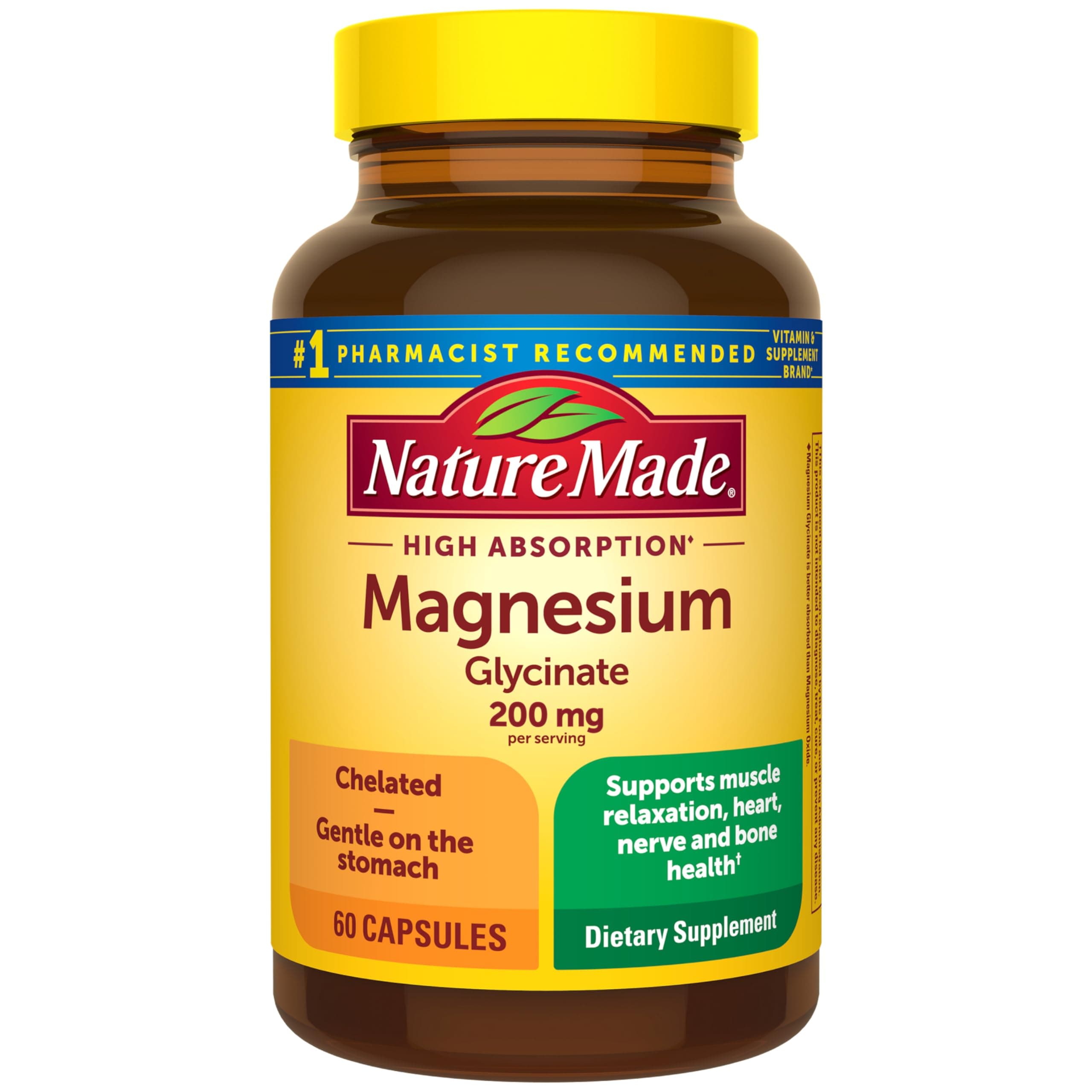 Nature Made Magnesium Glycinate 200 mg per Serving, 60 Capsules