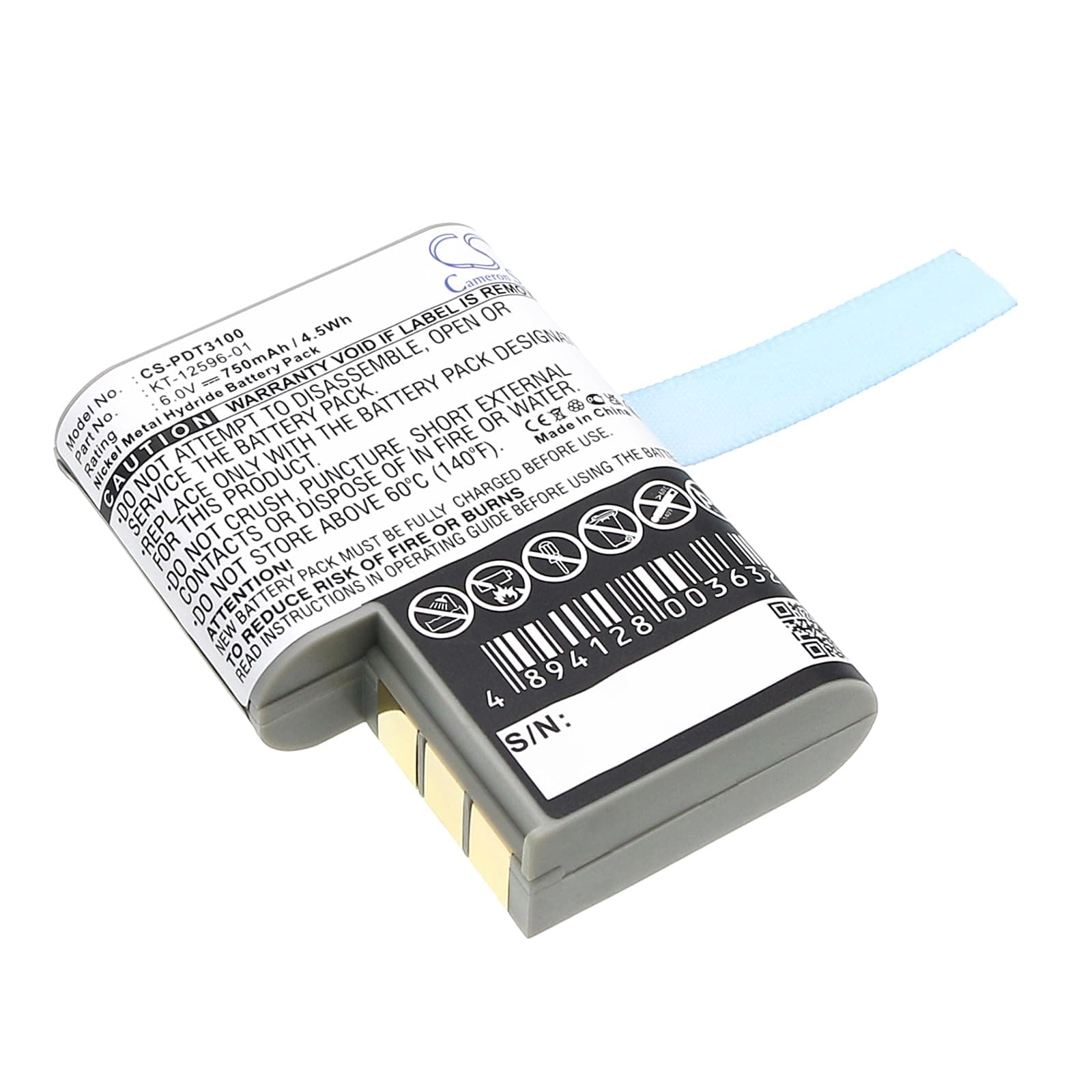 750mAh Replacement Battery for Symbol PDT 3100, PDT 3110, PDT 3120, PDT 3140, KT-12596-01, GTS3100-M, 21-36897-02, KT-12596-03, KT-12596-04, 50-14000-051, 50-14000-020