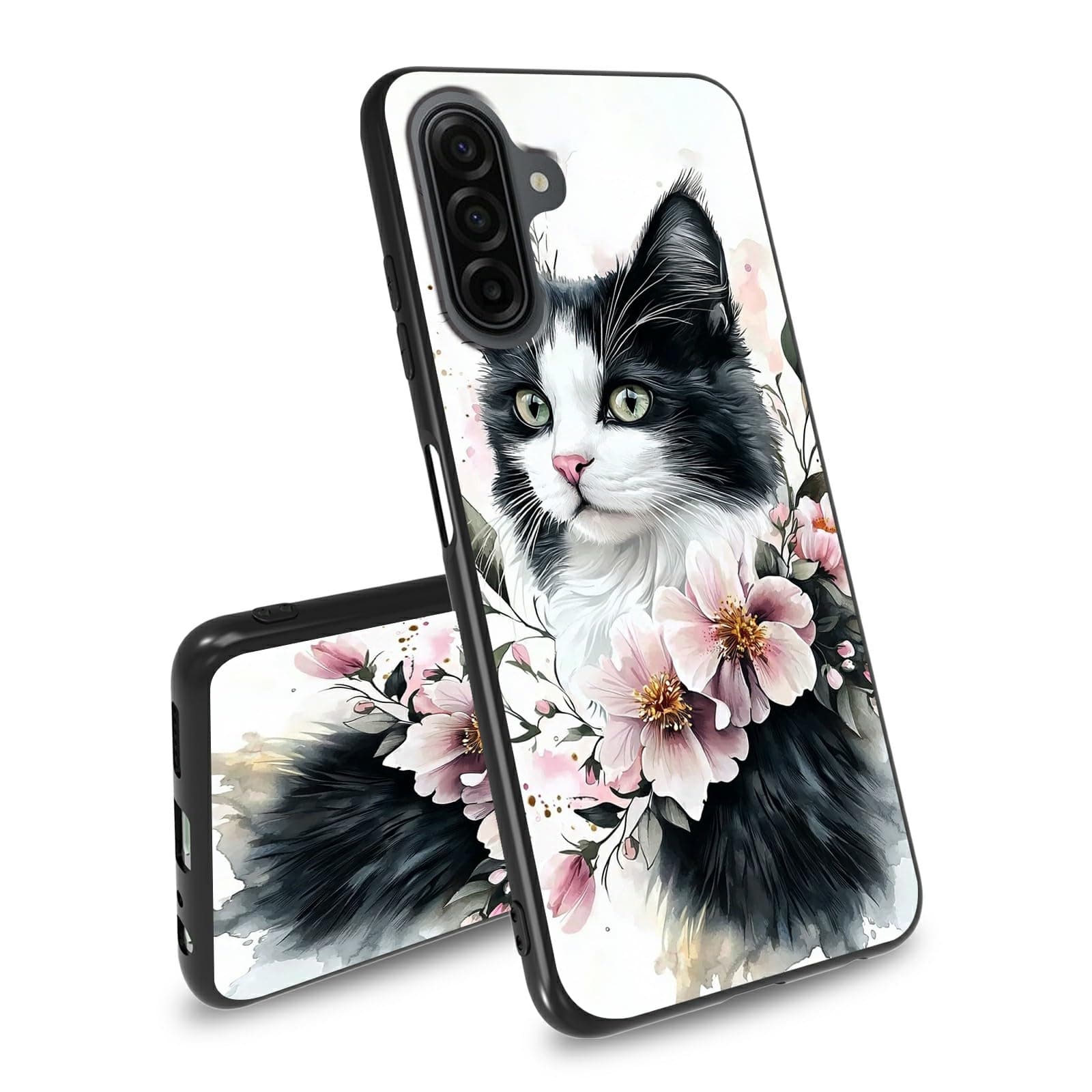BEOTIWAD for Samsung Galaxy A16 5G 6.7" Phone Case Cat Flower Theme Design Ultra-Thin Soft TPU Shockproof Protection Cover for Samsung Galaxy A16 5G