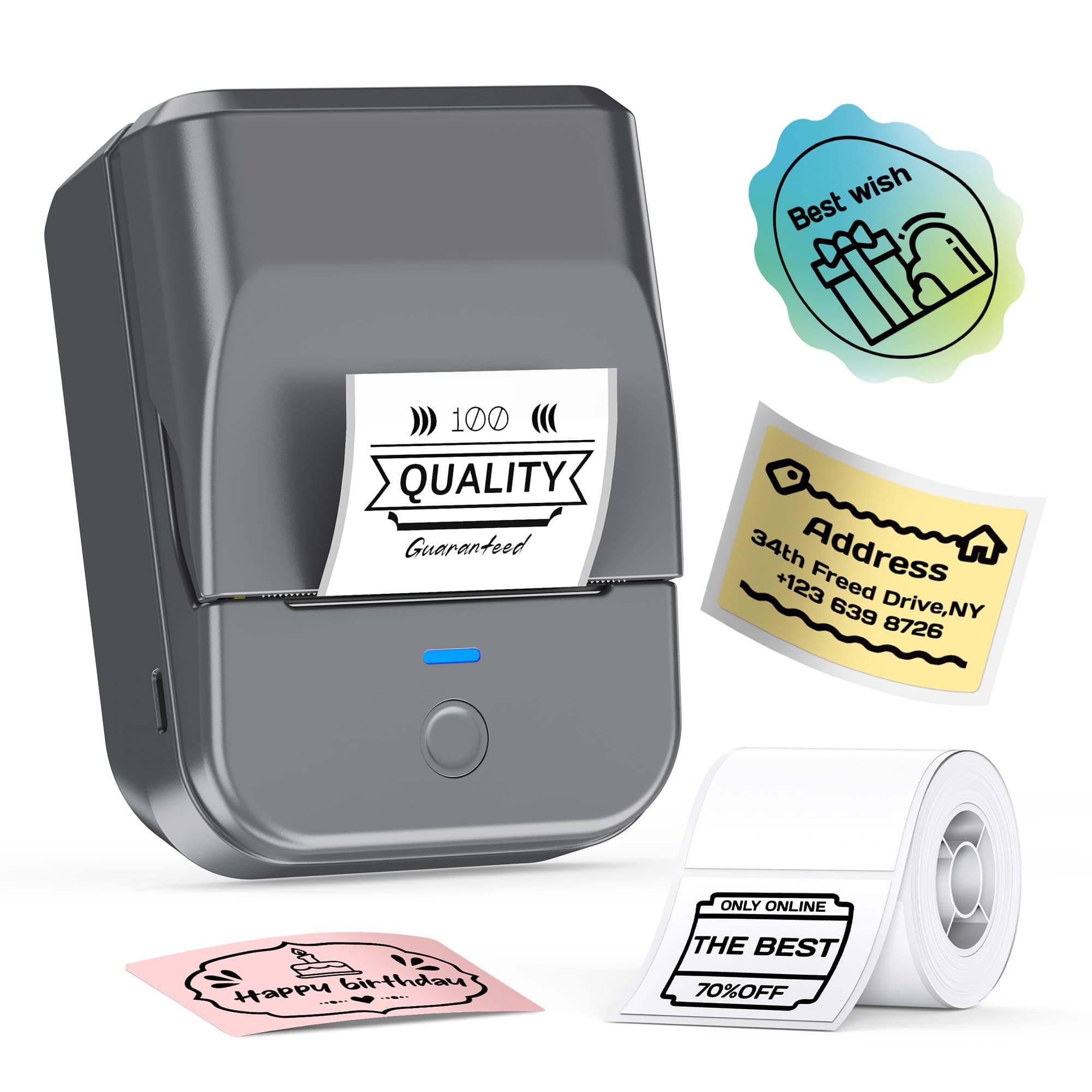 TYPONOS PM240 Label Maker Machine with Tapes, 2" Portable Thermal Label Printer for Phone & PC, Bluetooth Label Maker with Multiple Templates for Small Business, Office, Home, School