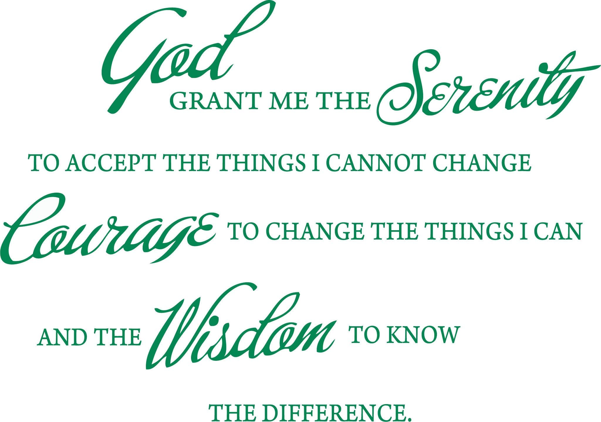 Green 17''X 25'' GOD Grant ME The Serenity Prayer Bible Art Quote Vinyl Wall Stickers Decal Décor