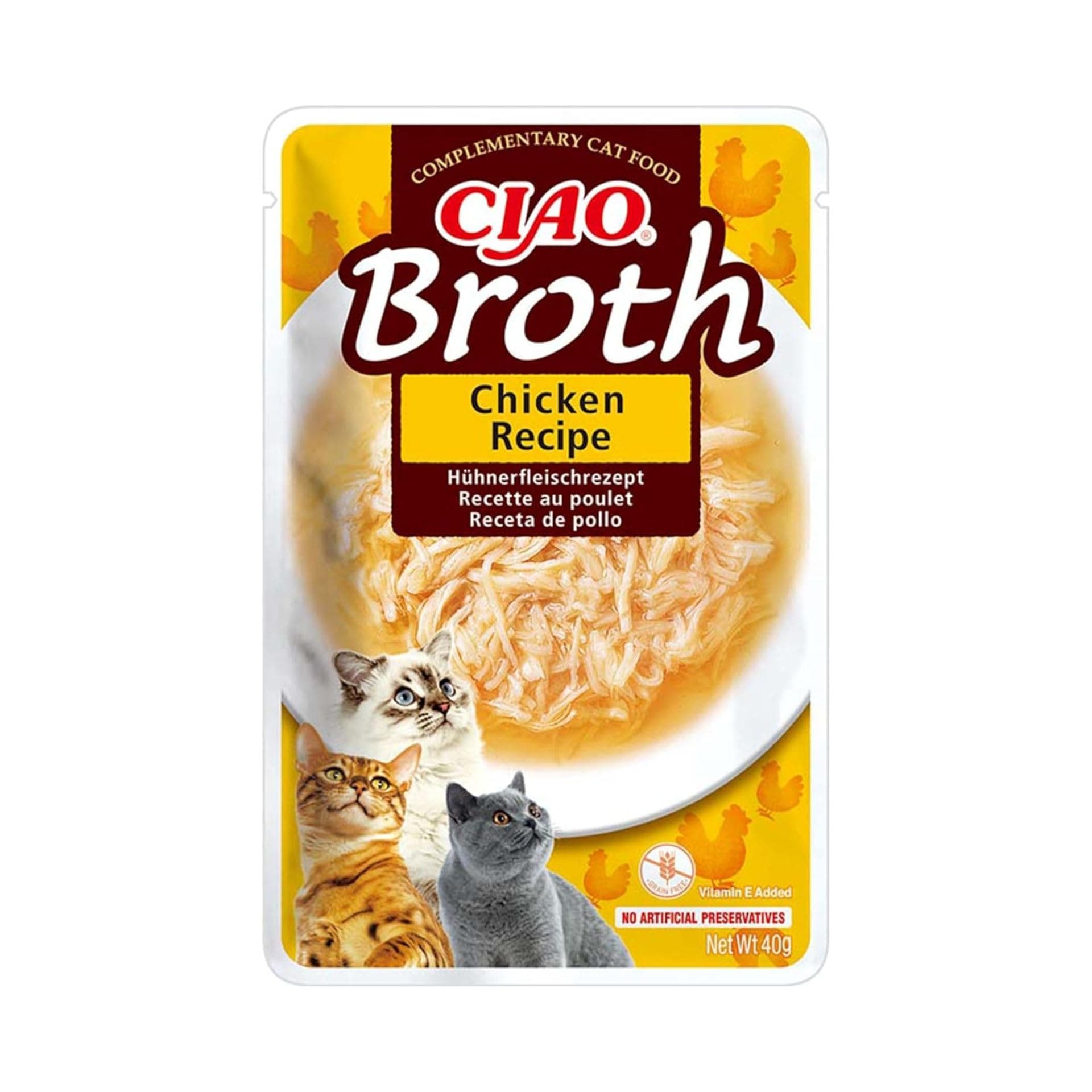 INABA Ciao Broth, Wet Cat Food, Chicken Flavour, 1 Pack (40g)