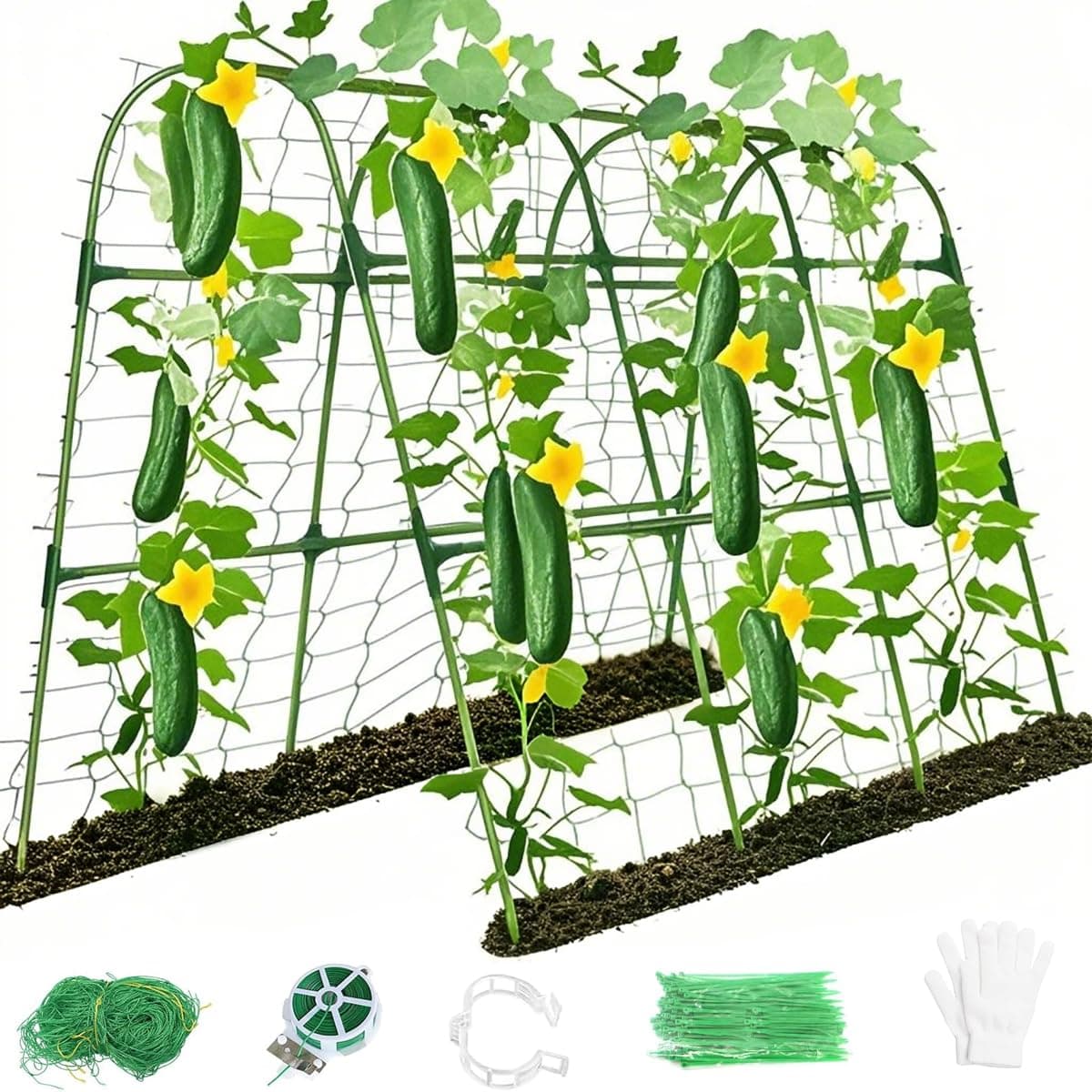 Aoipend Cucumber Trellis for Raised Bed,47x47 inch U-Shape Garden Trellis for Climbing Plants, Metal Arch Vegetables Trellis, Outdoor Plant Support for Vegetable Fruit Flower Vine