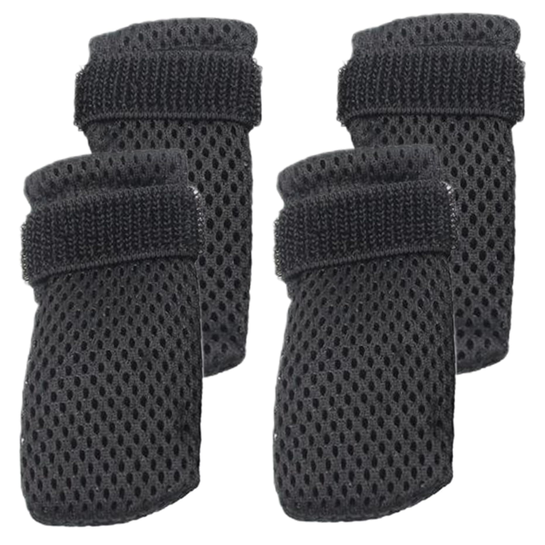 Pesoncarl 4 Packs Cat Claw Covers, Black Anti Scratch Polyester Cat Shoes, Adjustable Breathable Mesh Cat Paw Gloves for Indoor Cats Pet Bathing Cutting Nails