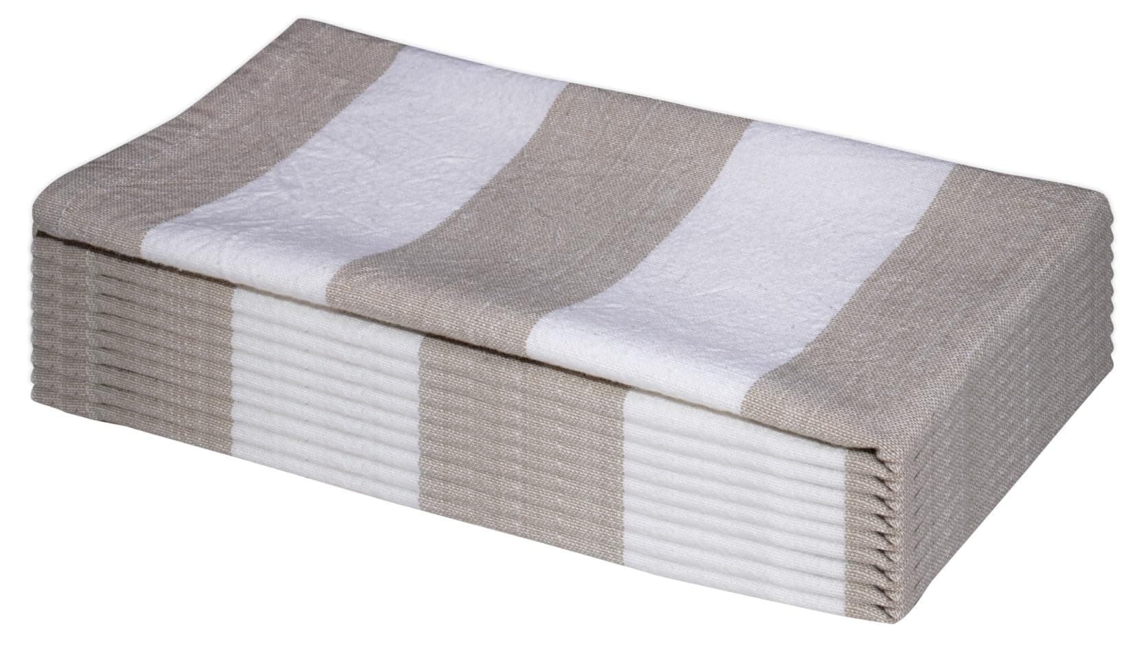 AKCOT Servilletas de tela de algodón a rayas, juego de 6 servilletas de cena (18 x 18 pulgadas), tela de uso diario para eventos, regalo, decoración del hogar, fiesta de cocina, boda, beige