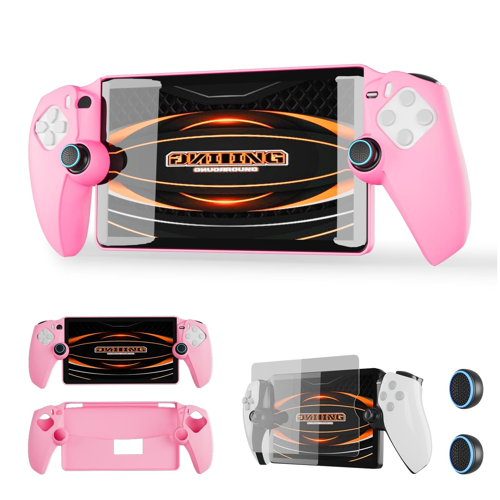 Coooudqs 3 in 1 Accessories Bundle for Playstation Portal. Incl. 1 x PS Portal Protective Case, 1 x HD Tempered Screen Protector and 2 x Thumb Grip Caps for PS5 Portal Remote Player