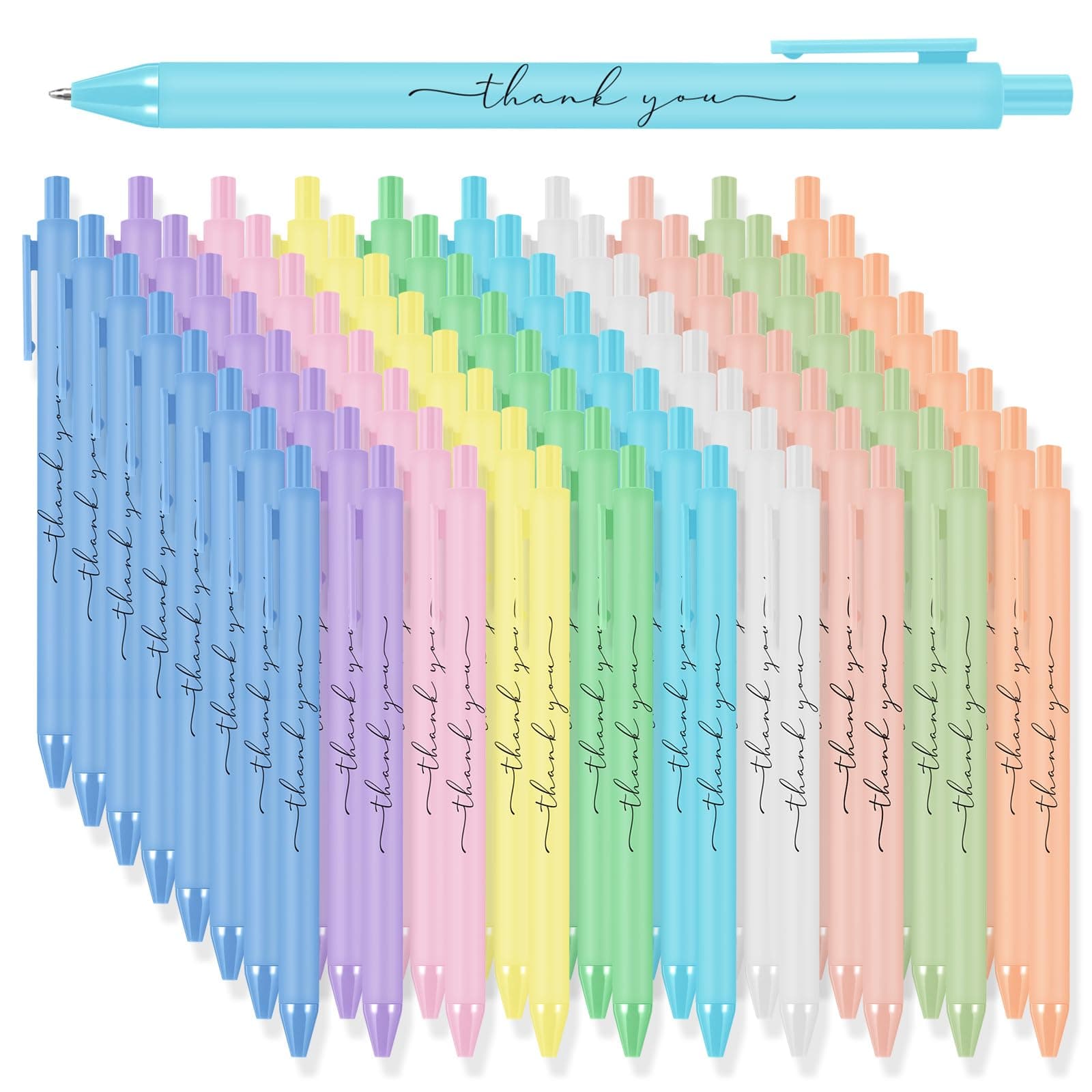 Dispowreath 200 Pcs Thank You Pens Bulk, Pastel Ballpoint Pens