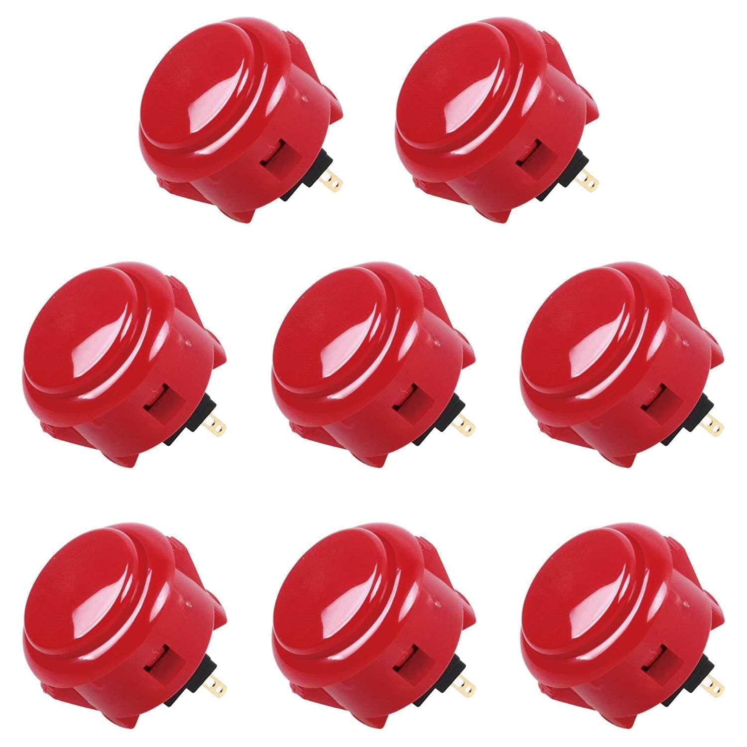 Sanwa 8 pcs OBSF-30 Original Push Button 30mm - for Arcade Jamma Video Game & Arcade Joystick Games Console (Red), Use for Arcade Game Machine Cabinet S@NWA